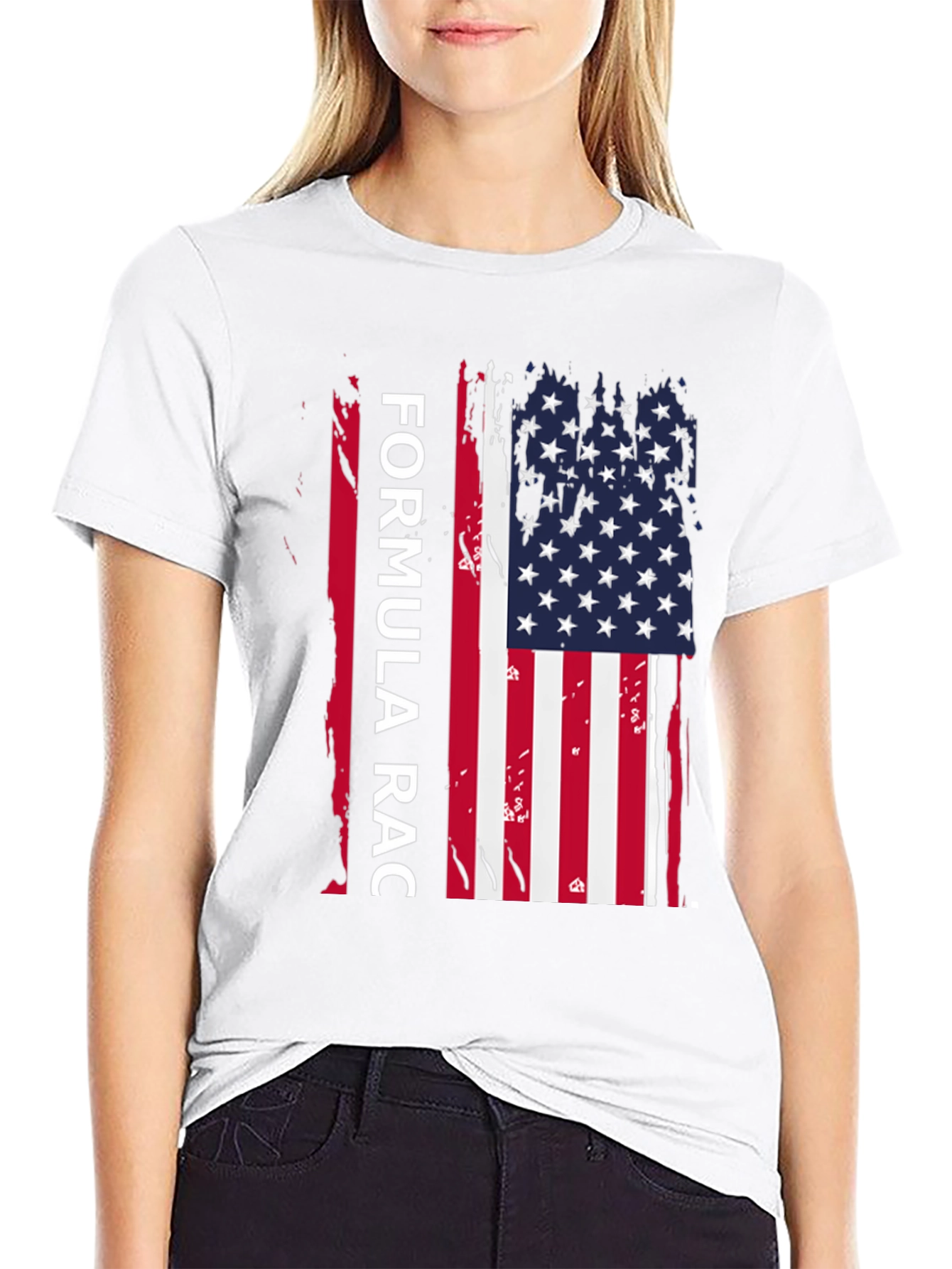 Formula Race USA Flag Black T-Shirt