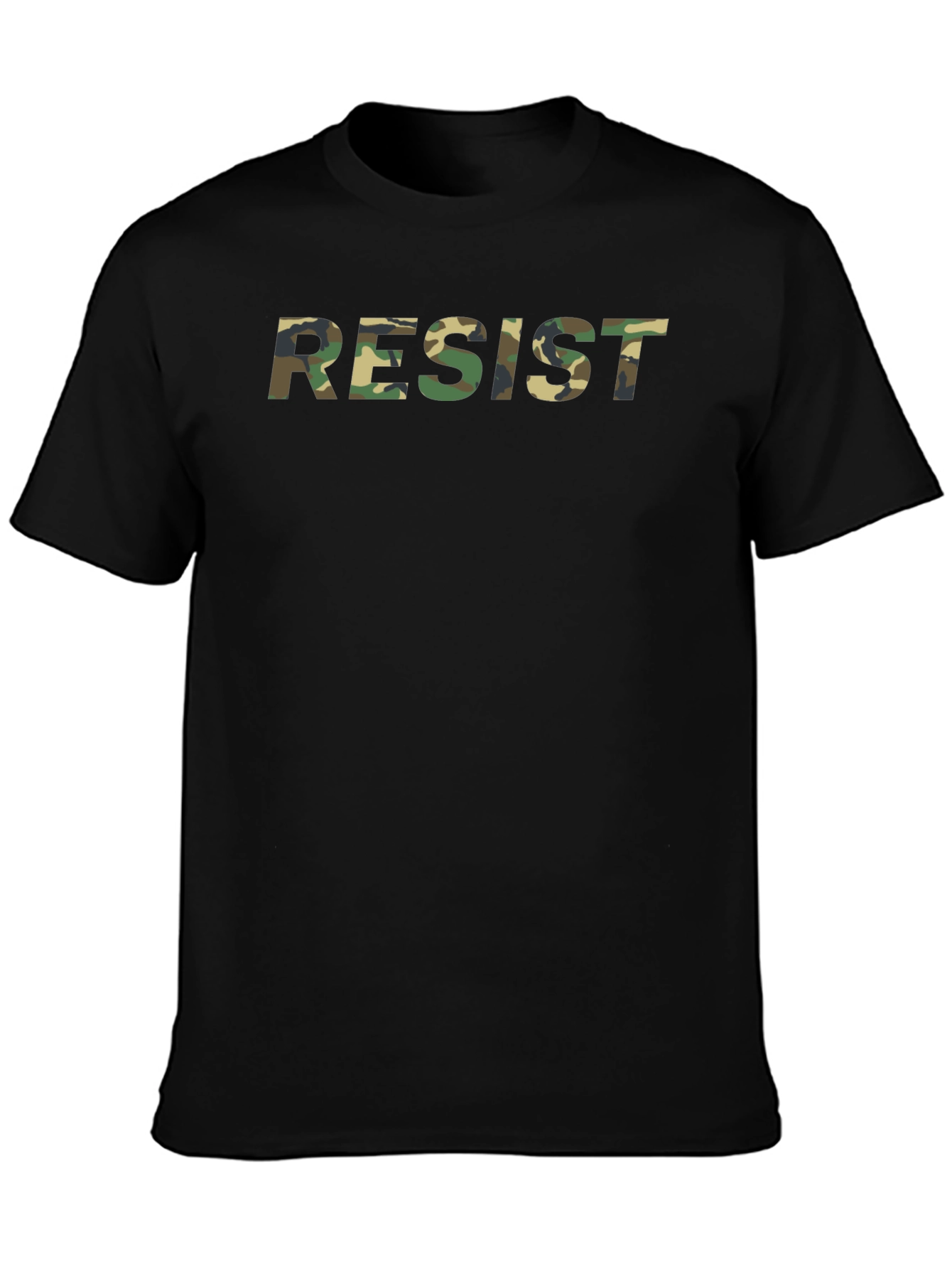 Resist Camo Print Black T-Shirt
