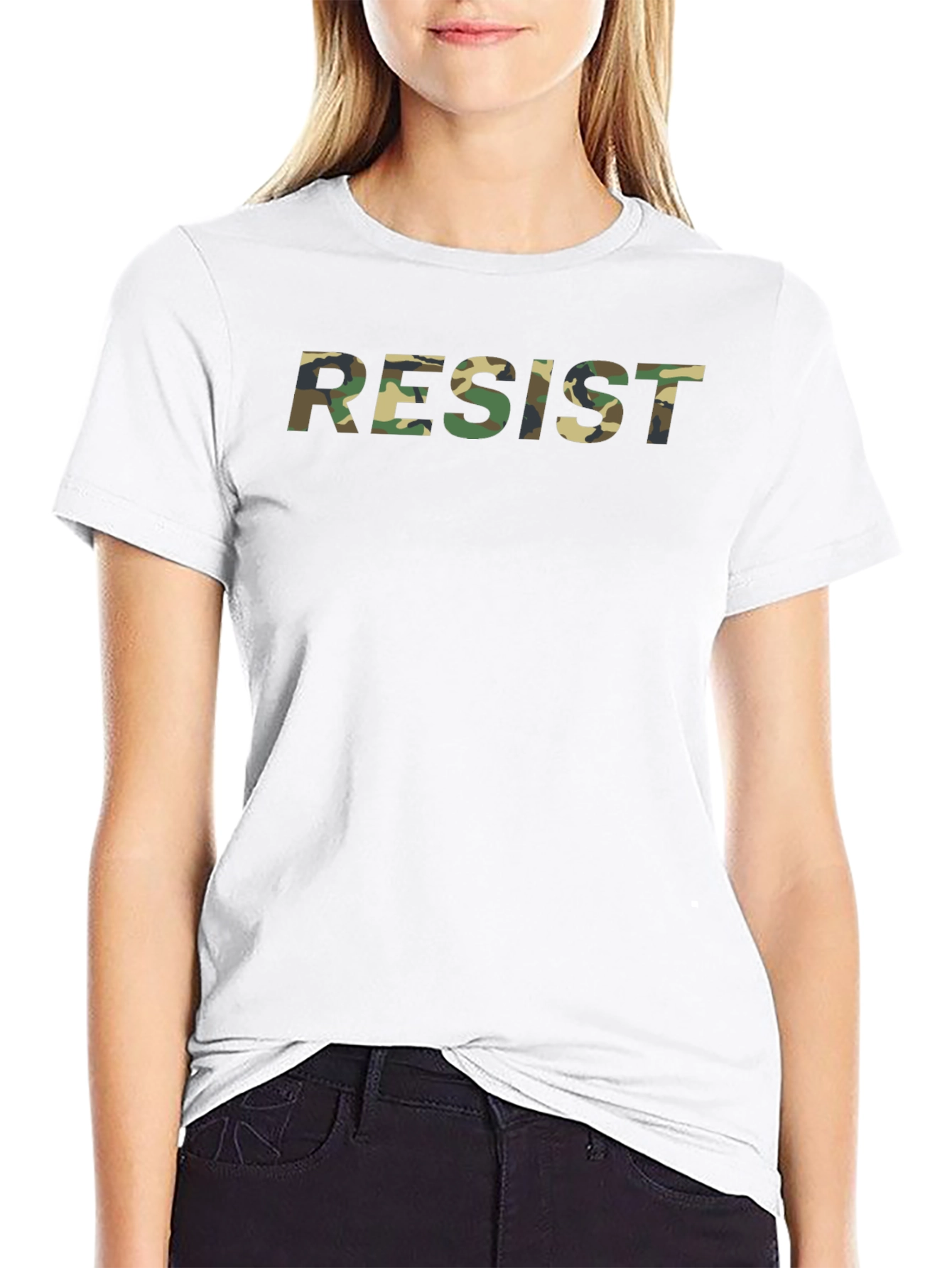 Resist Camo Print Black T-Shirt