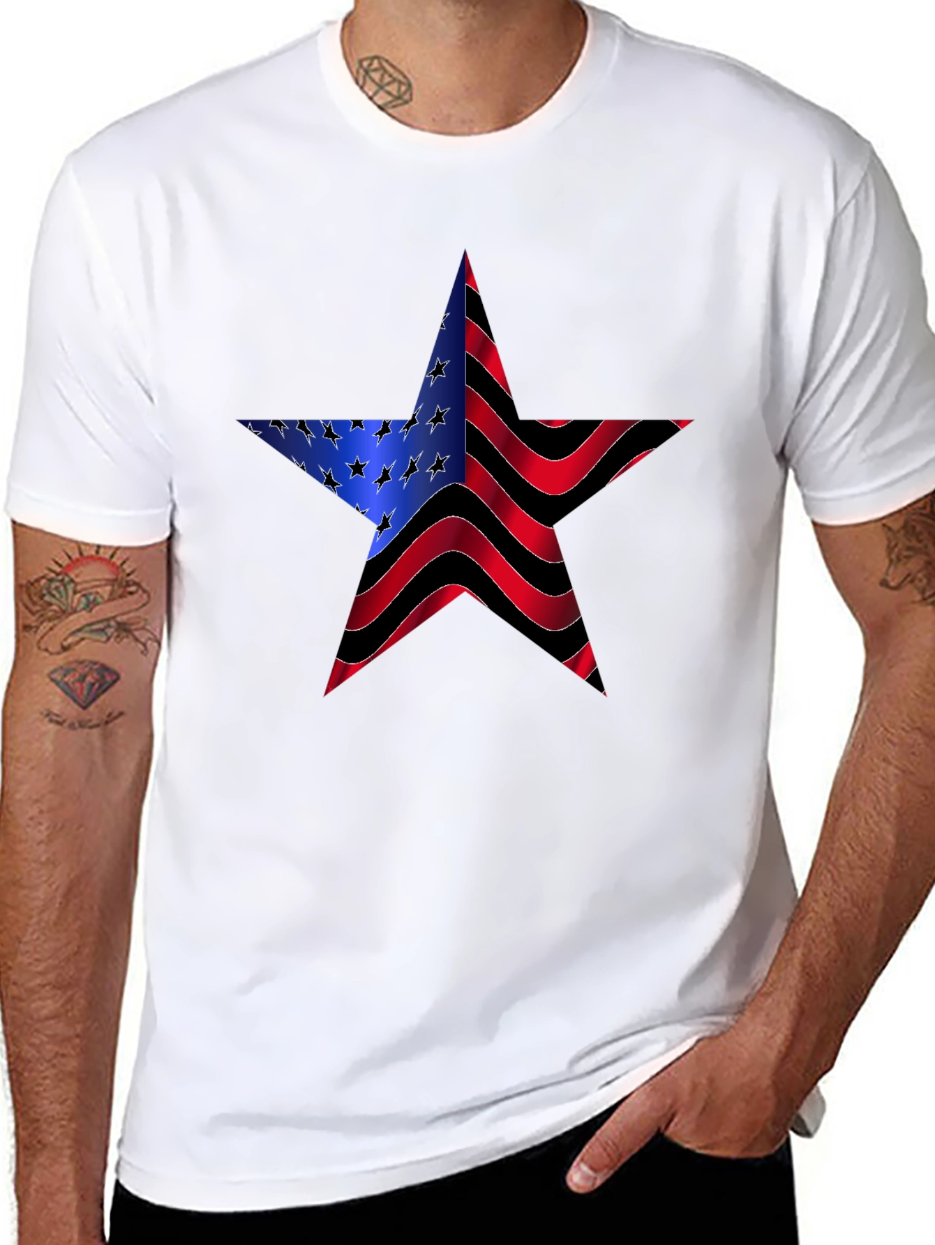 American Flag Star Graphic Mens Tee