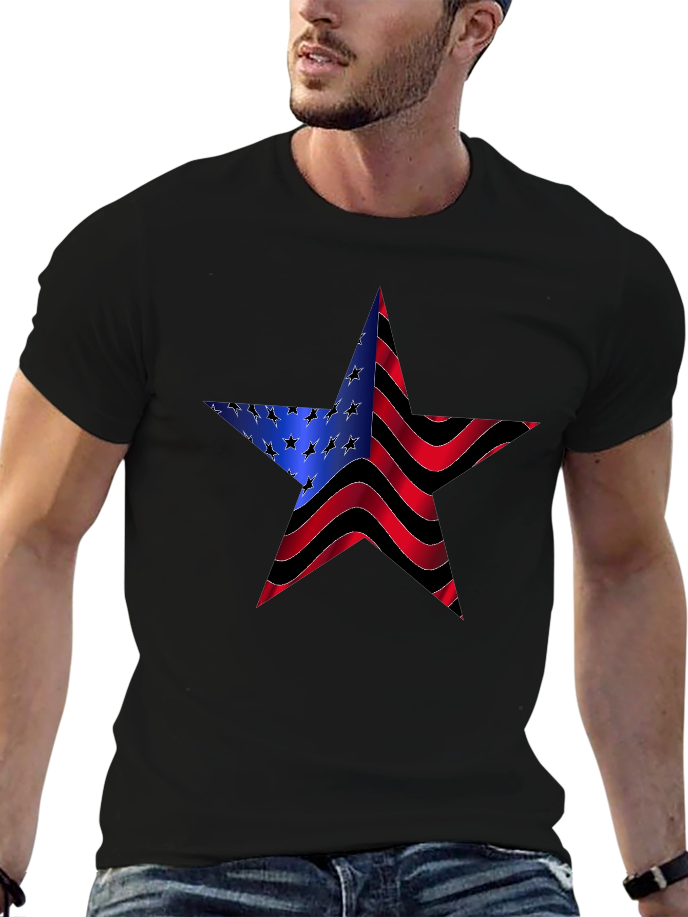 American Flag Star Graphic Mens Tee