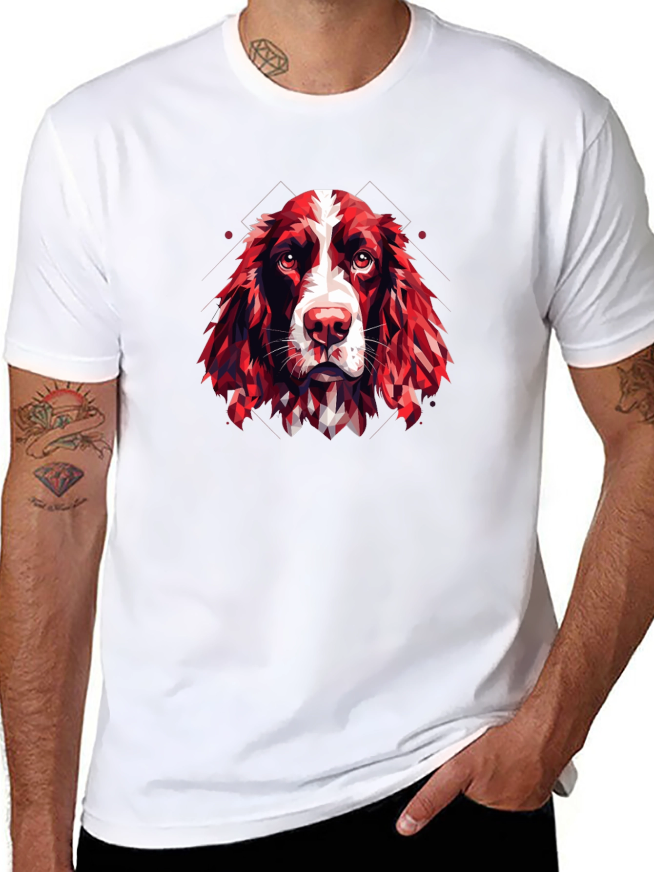 Dog Breed Geometric Design Black T-Shirt