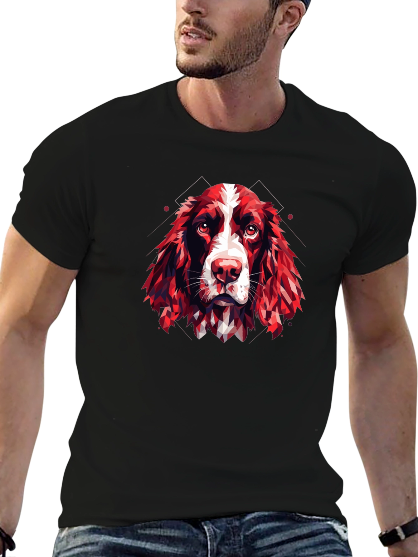 Dog Breed Geometric Design Black T-Shirt
