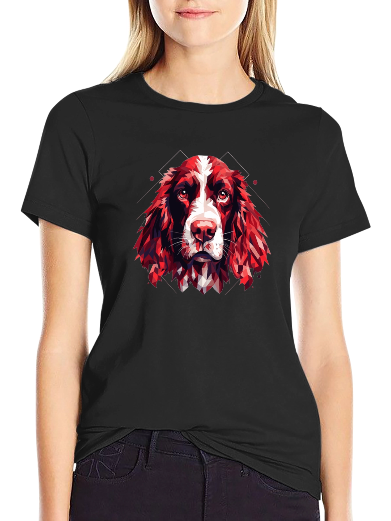 Dog Breed Geometric Design Black T-Shirt