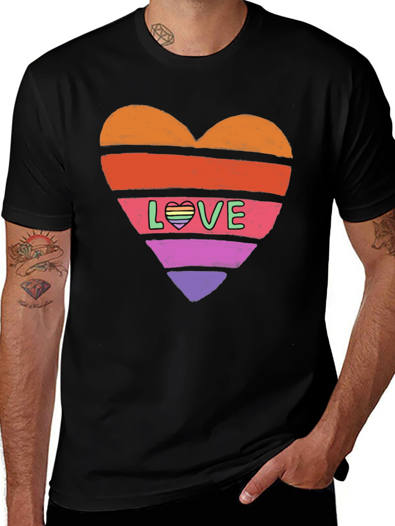 Rainbow Heart Love Graphic Tee