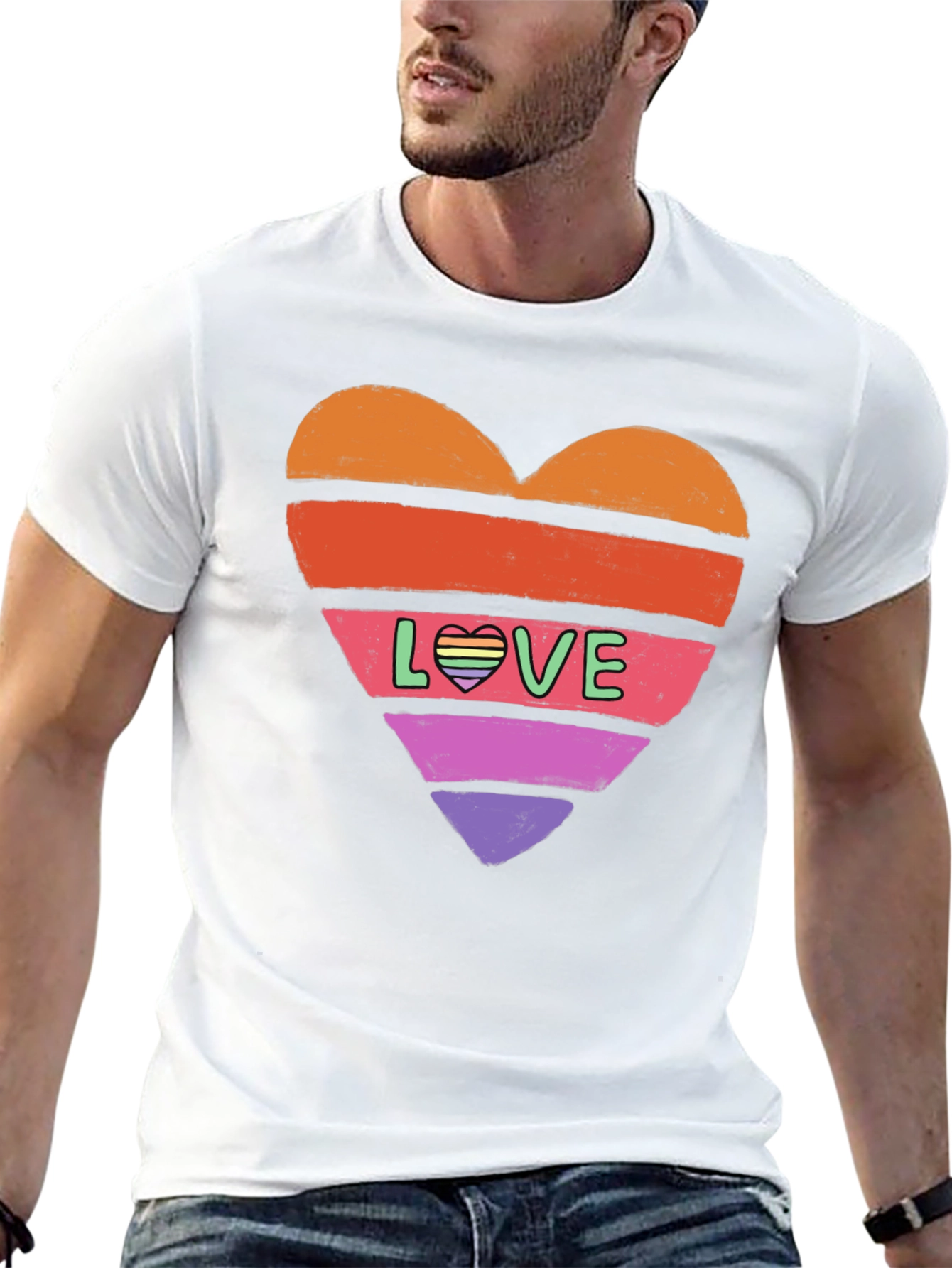 Rainbow Heart Love Graphic Tee