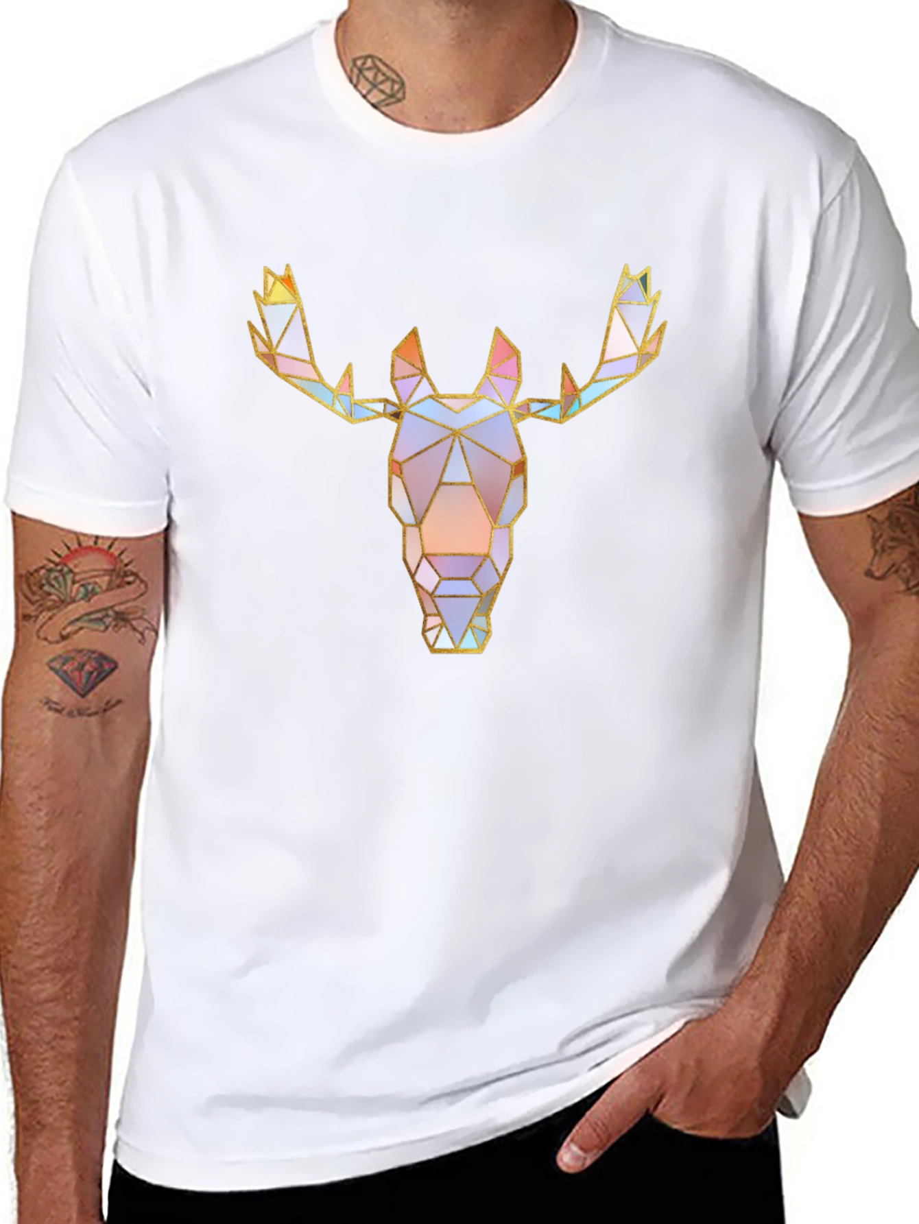 Geometric Moose Graphic Tee - Modern Style