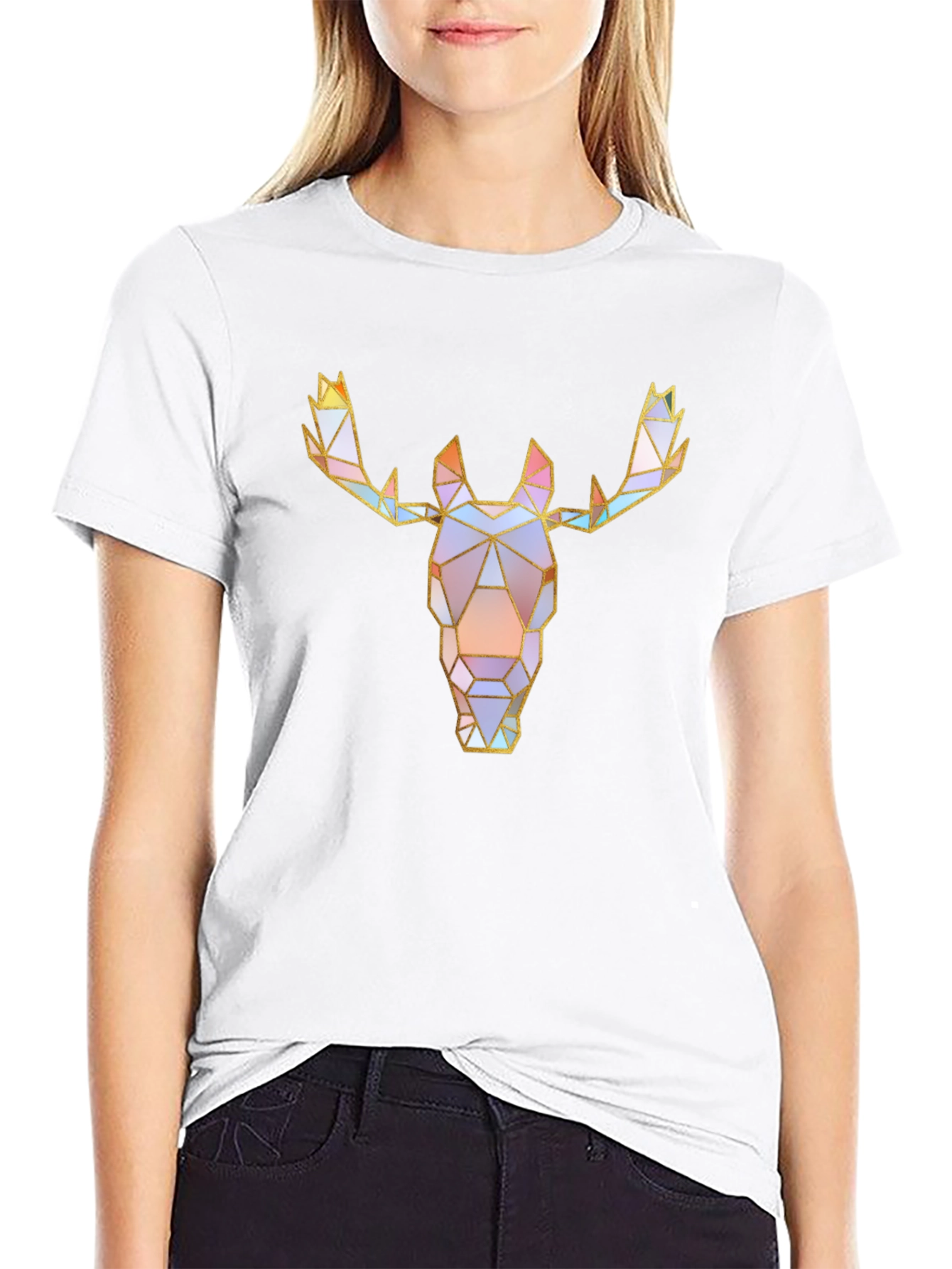 Geometric Moose Graphic Tee - Modern Style