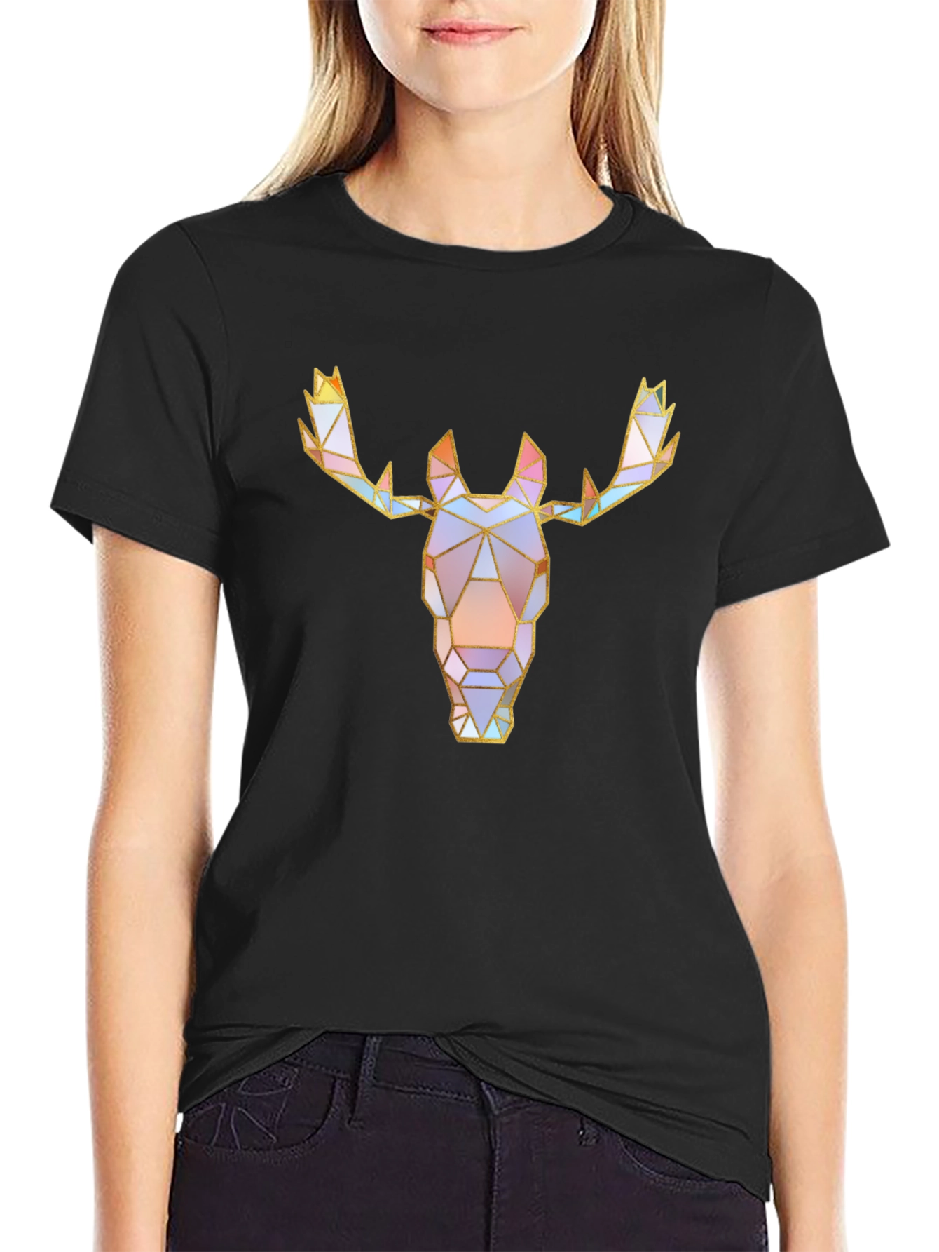 Geometric Moose Graphic Tee - Modern Style