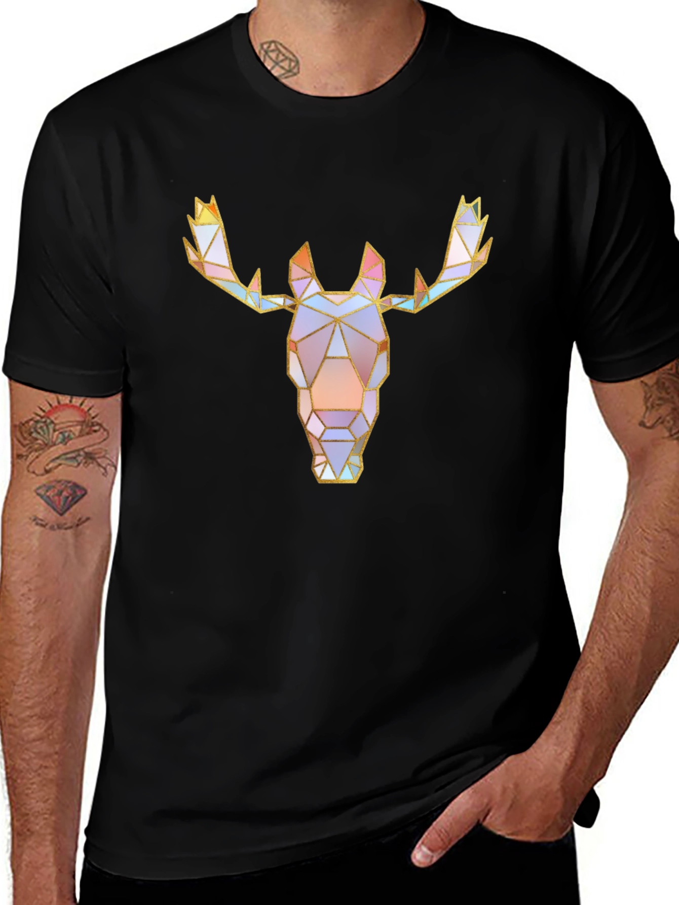 Geometric Moose Graphic Tee - Modern Style