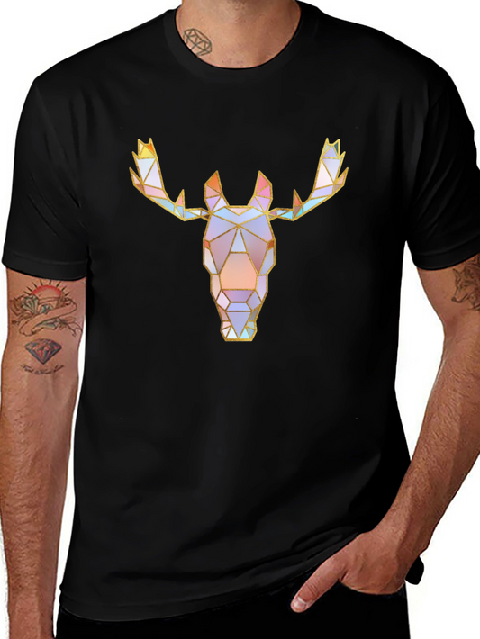 Geometric Moose Graphic Tee - Modern Style