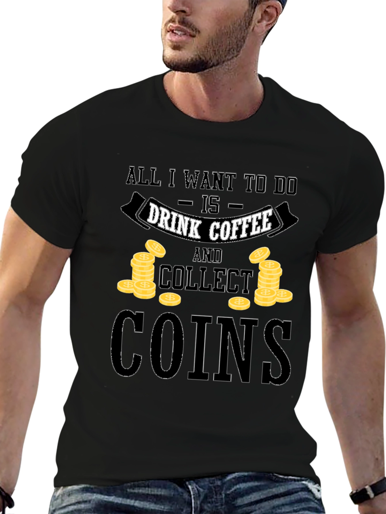 Coffee & Coins Graphic Tee - Collectibles Hobby T-Shirt