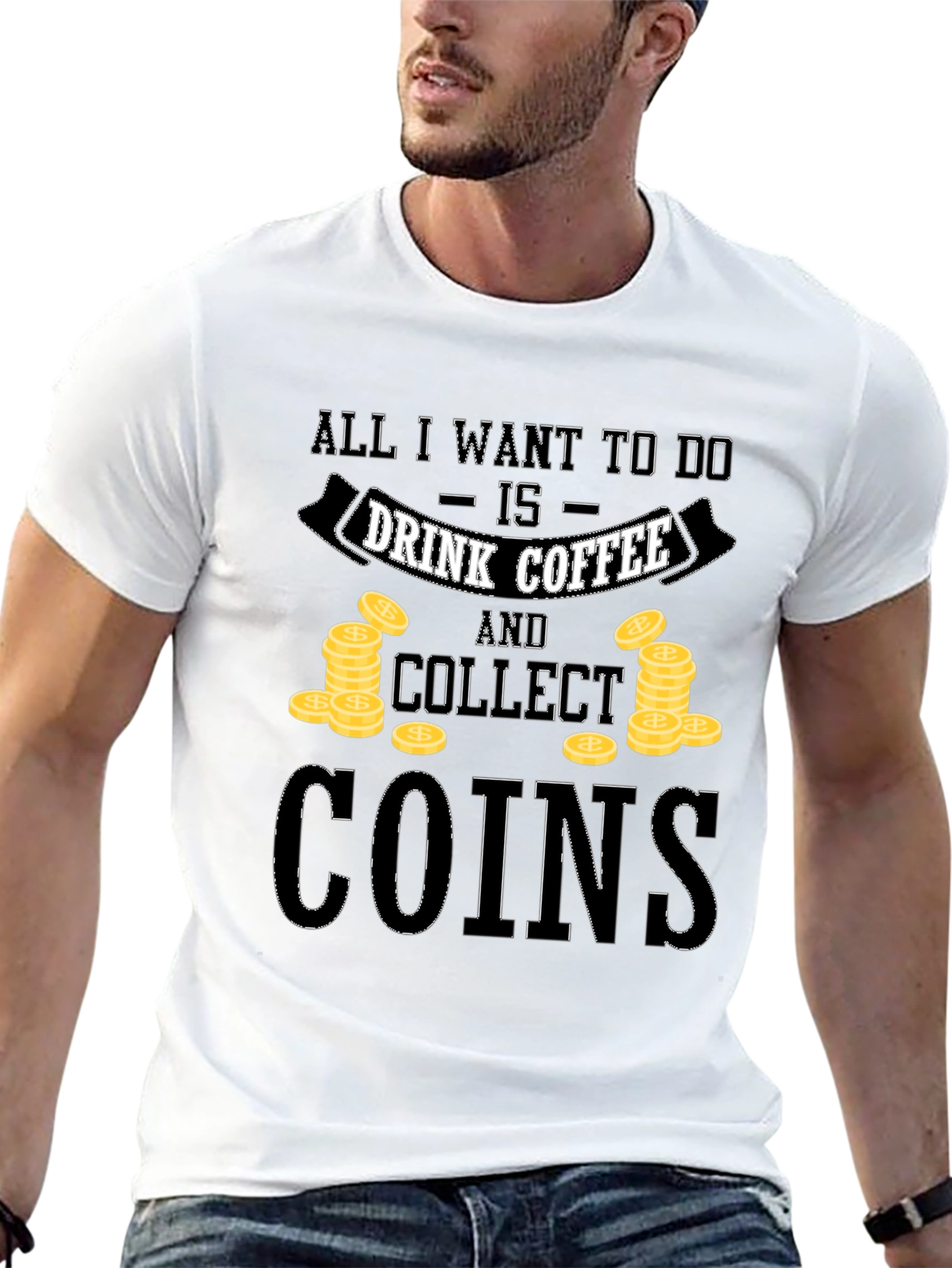Coffee & Coins Graphic Tee - Collectibles Hobby T-Shirt