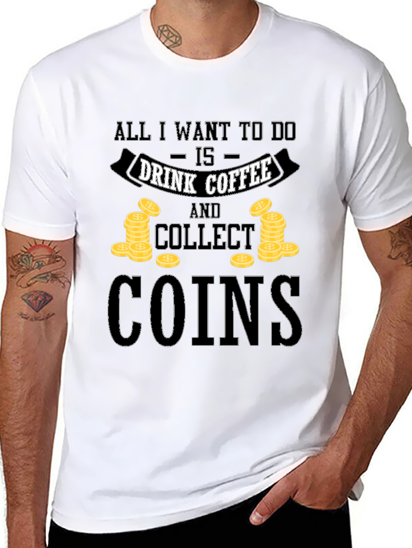 Coffee & Coins Graphic Tee - Collectibles Hobby T-Shirt
