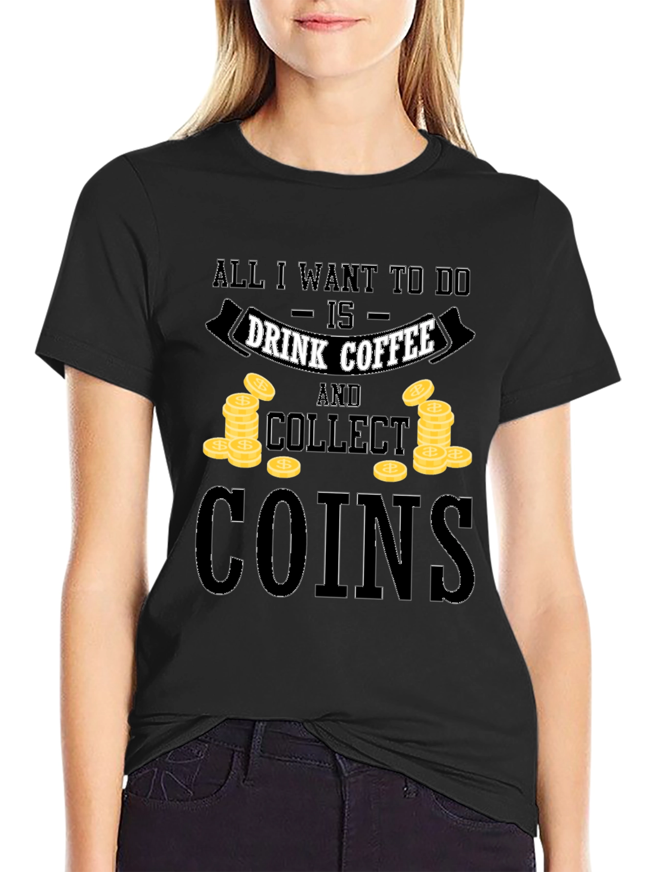 Coffee & Coins Graphic Tee - Collectibles Hobby T-Shirt