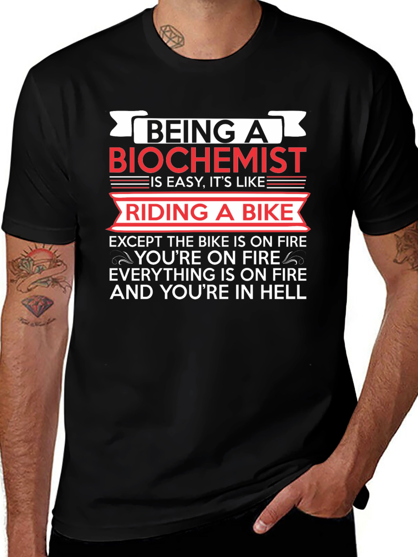 Biochemist On Fire T-Shirt Funny Science Tee