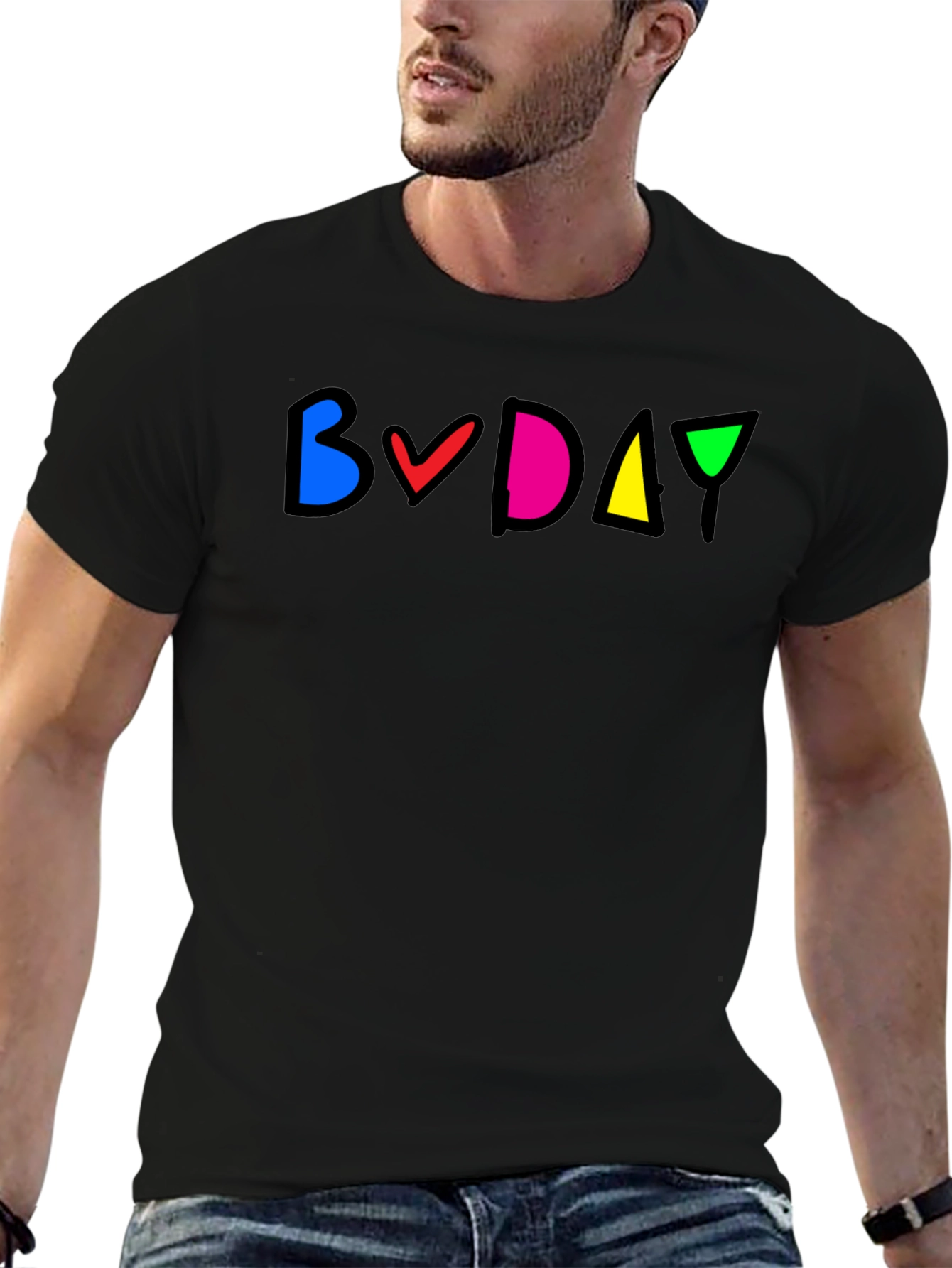 Colorful BVDAY Black T-Shirt
