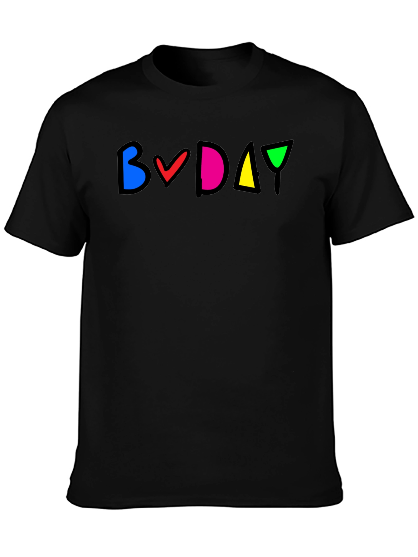 Colorful BVDAY Black T-Shirt