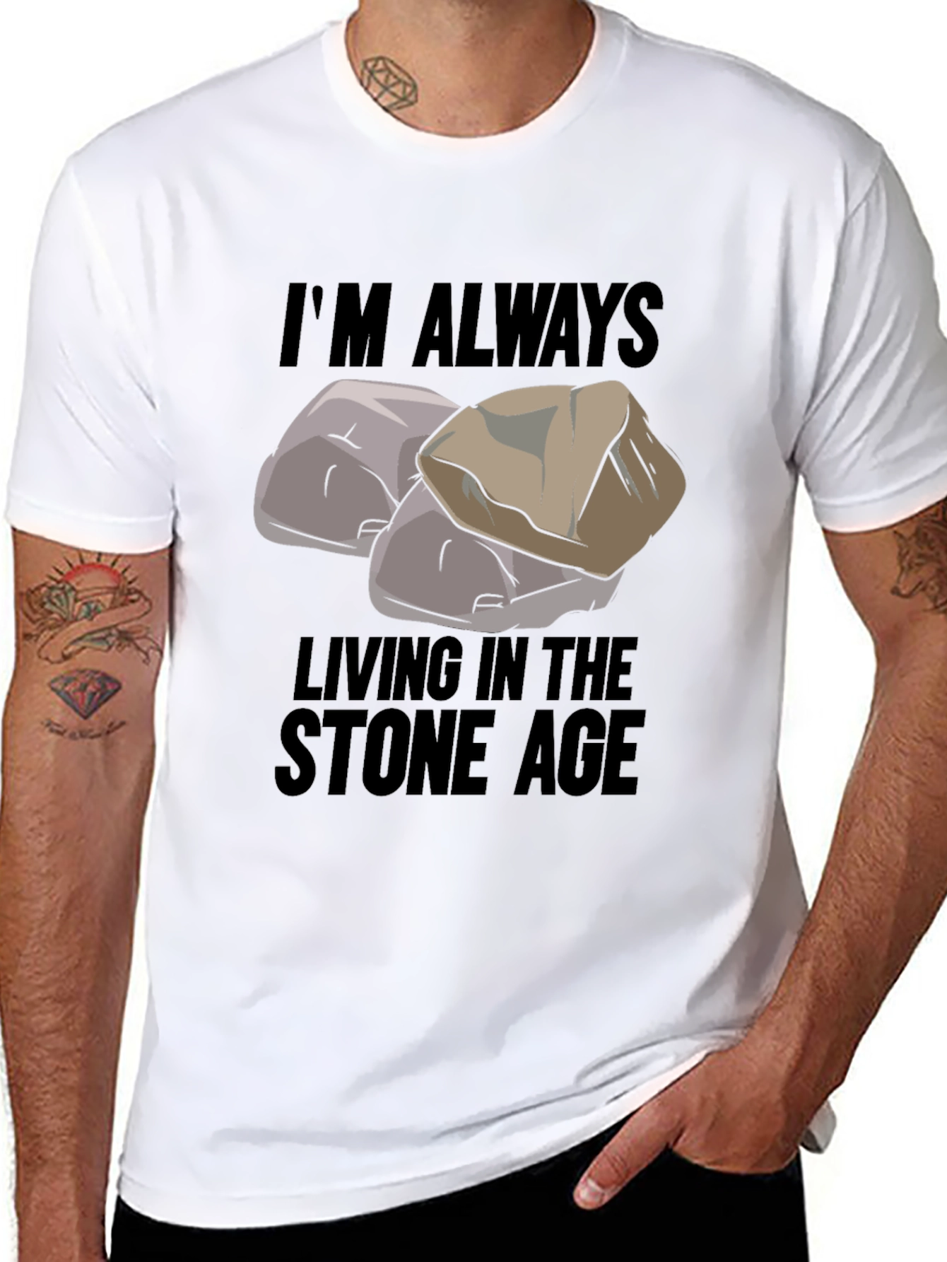 Im Always Living in the Stone Age Black T-Shirt