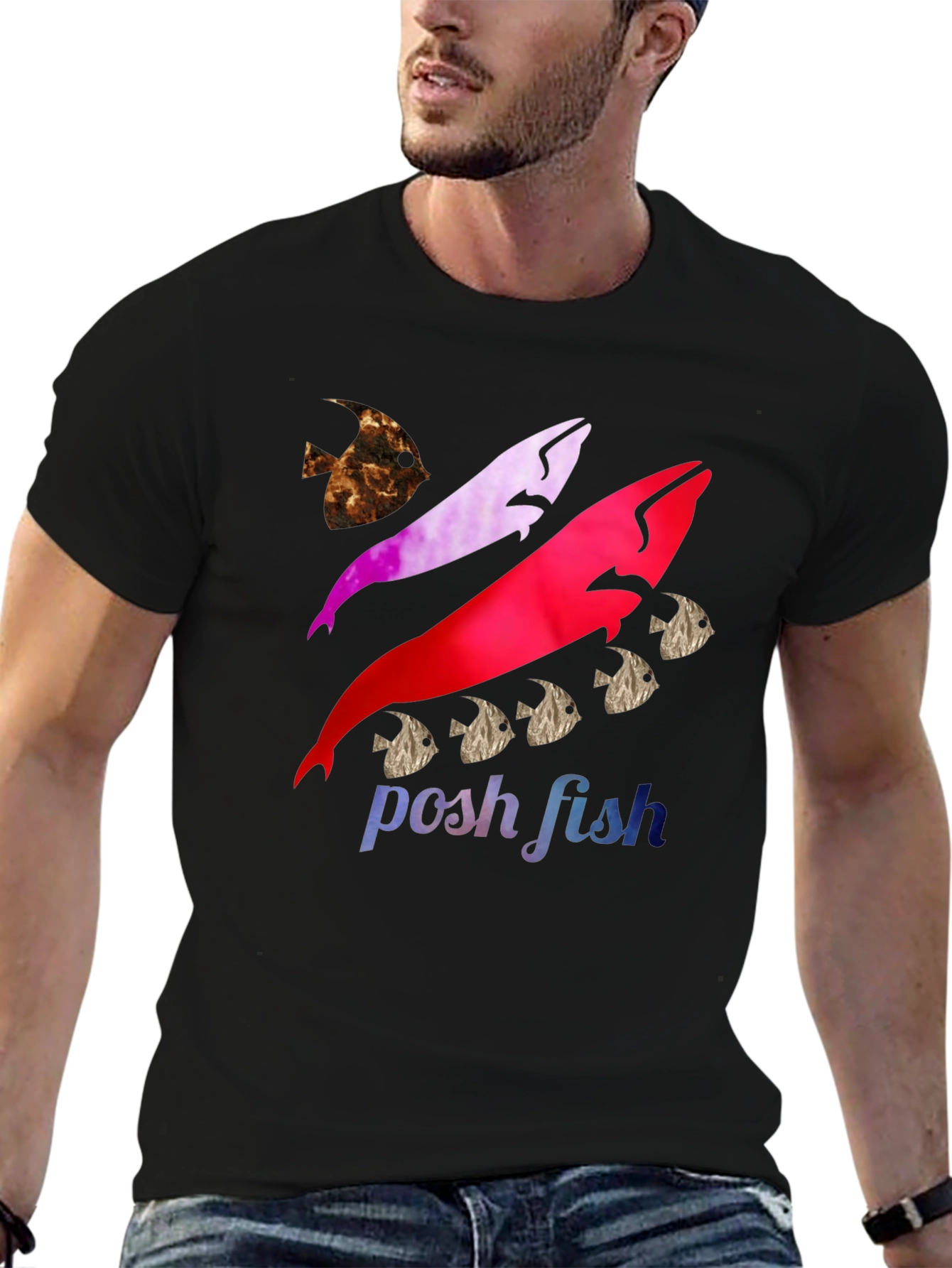 Posh Fish Graphic T-Shirt - Stylish Cotton Tee