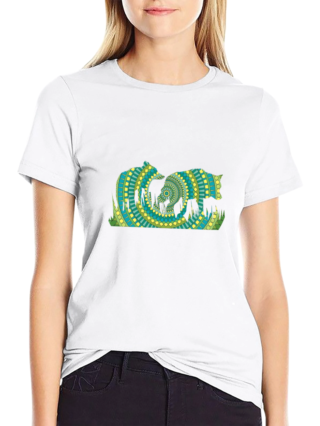 Geometric Bears T-Shirt - Black