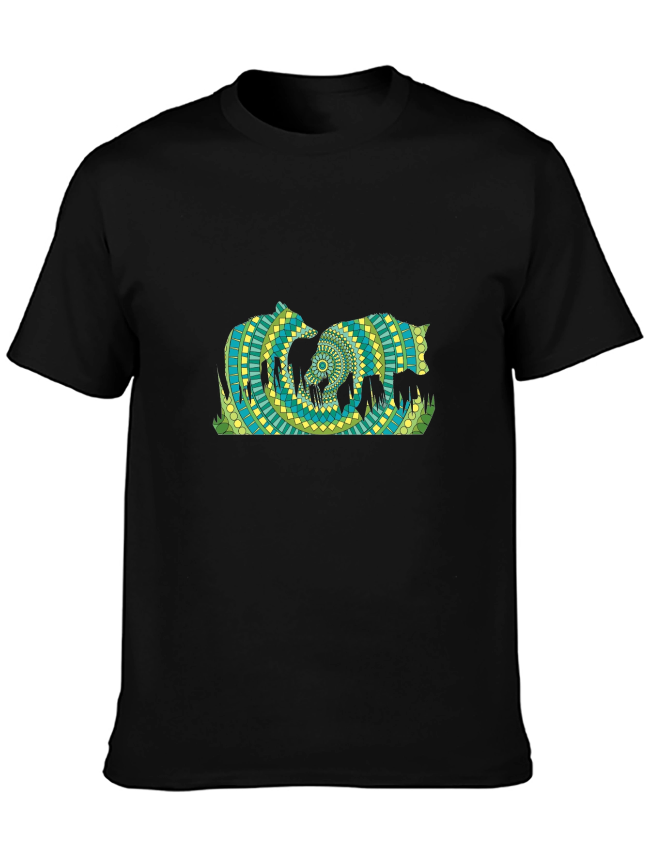 Geometric Bears T-Shirt - Black
