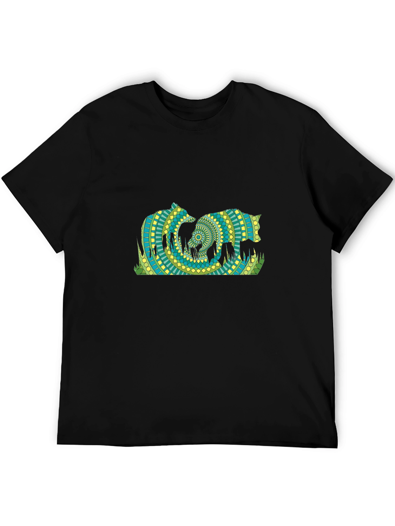 Geometric Bears T-Shirt - Black