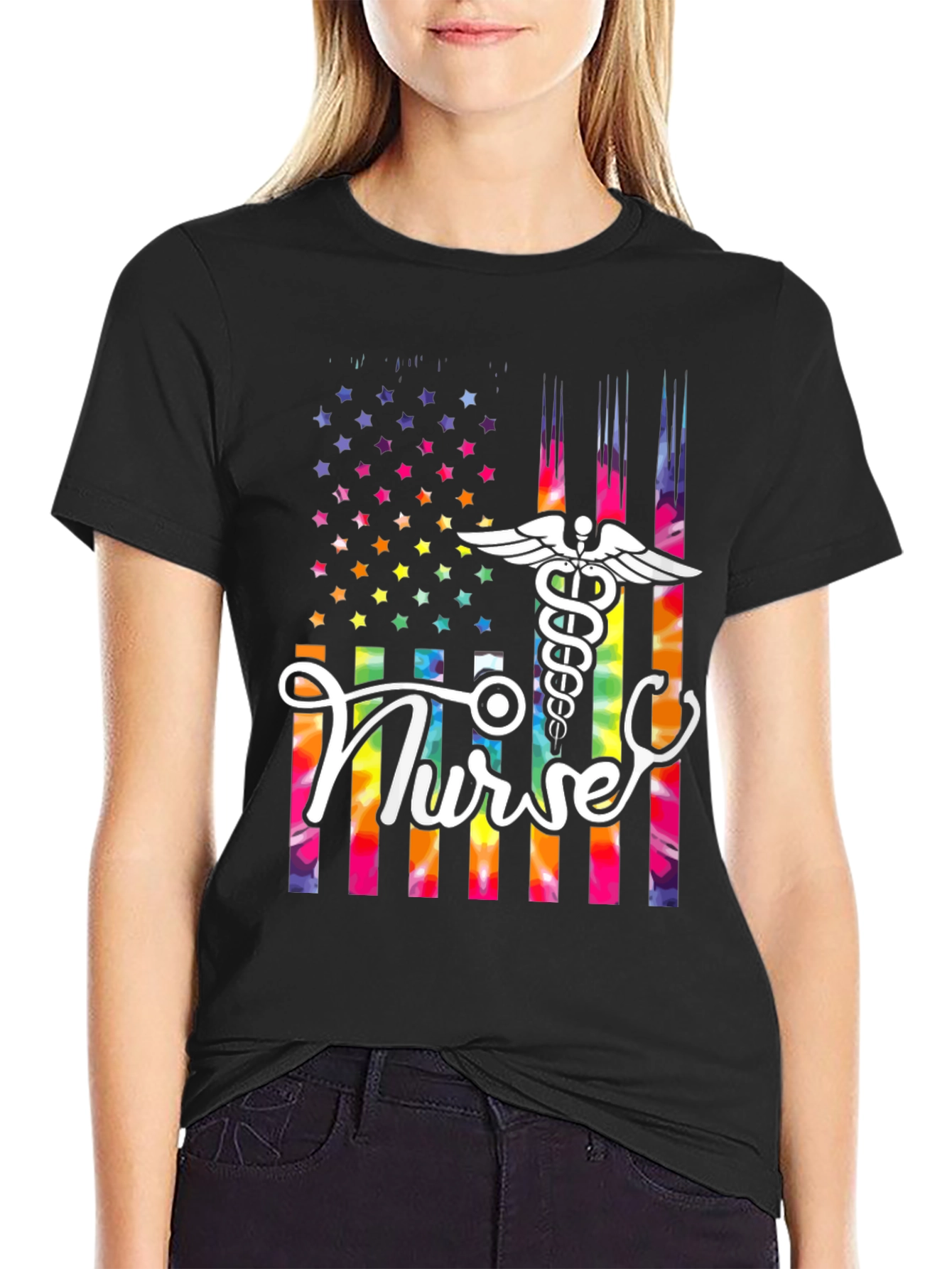 Nurse American Flag Tie Dye T-Shirt
