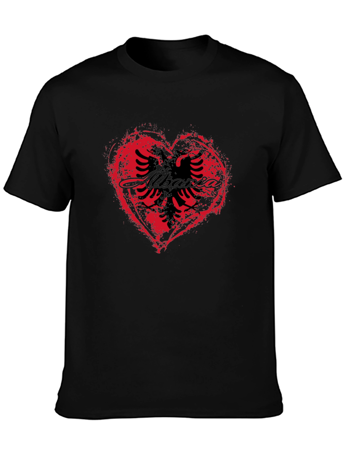 Albania Heart T-Shirt - Black