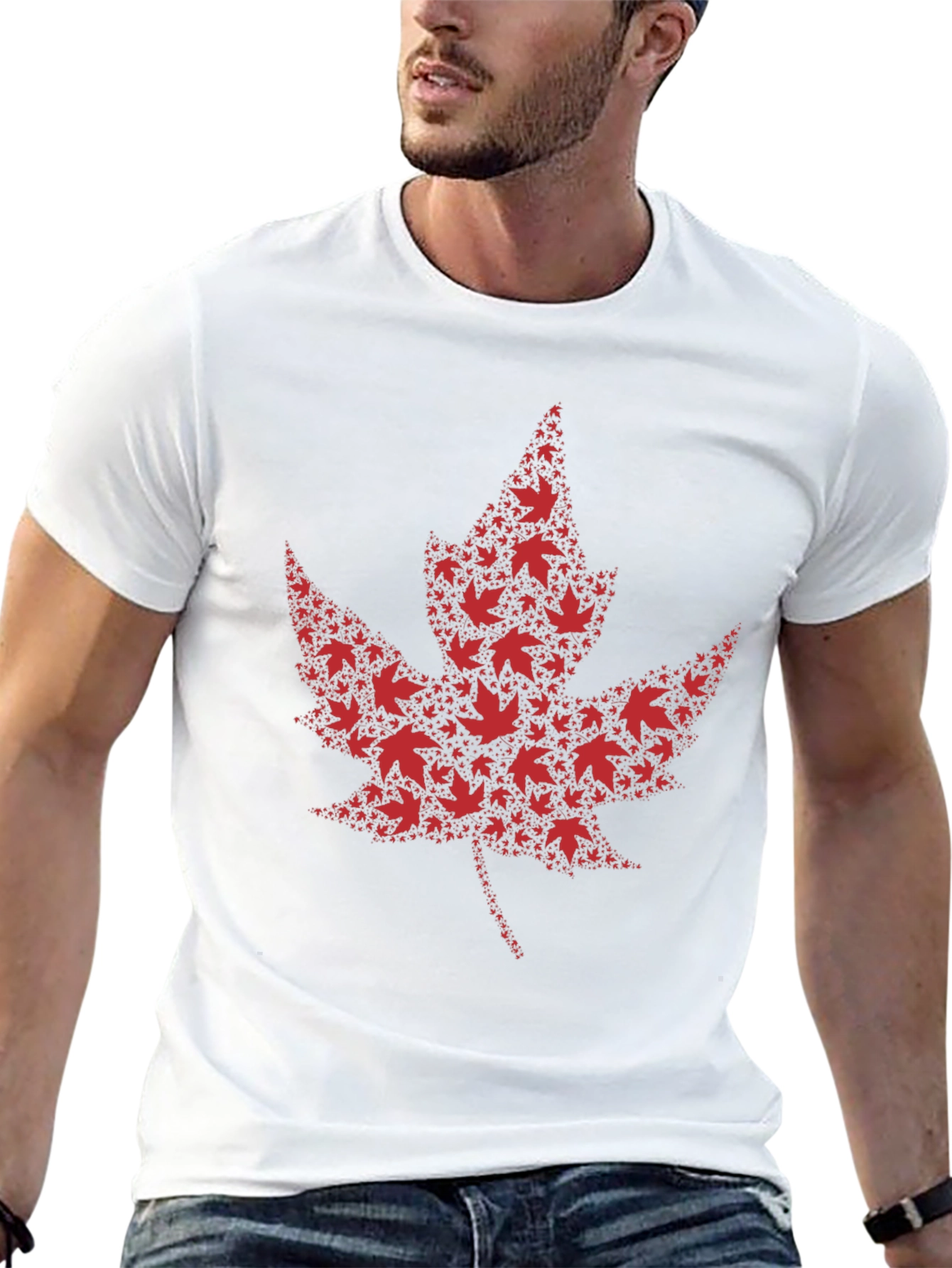 Maple Leaf Design Black T-Shirt