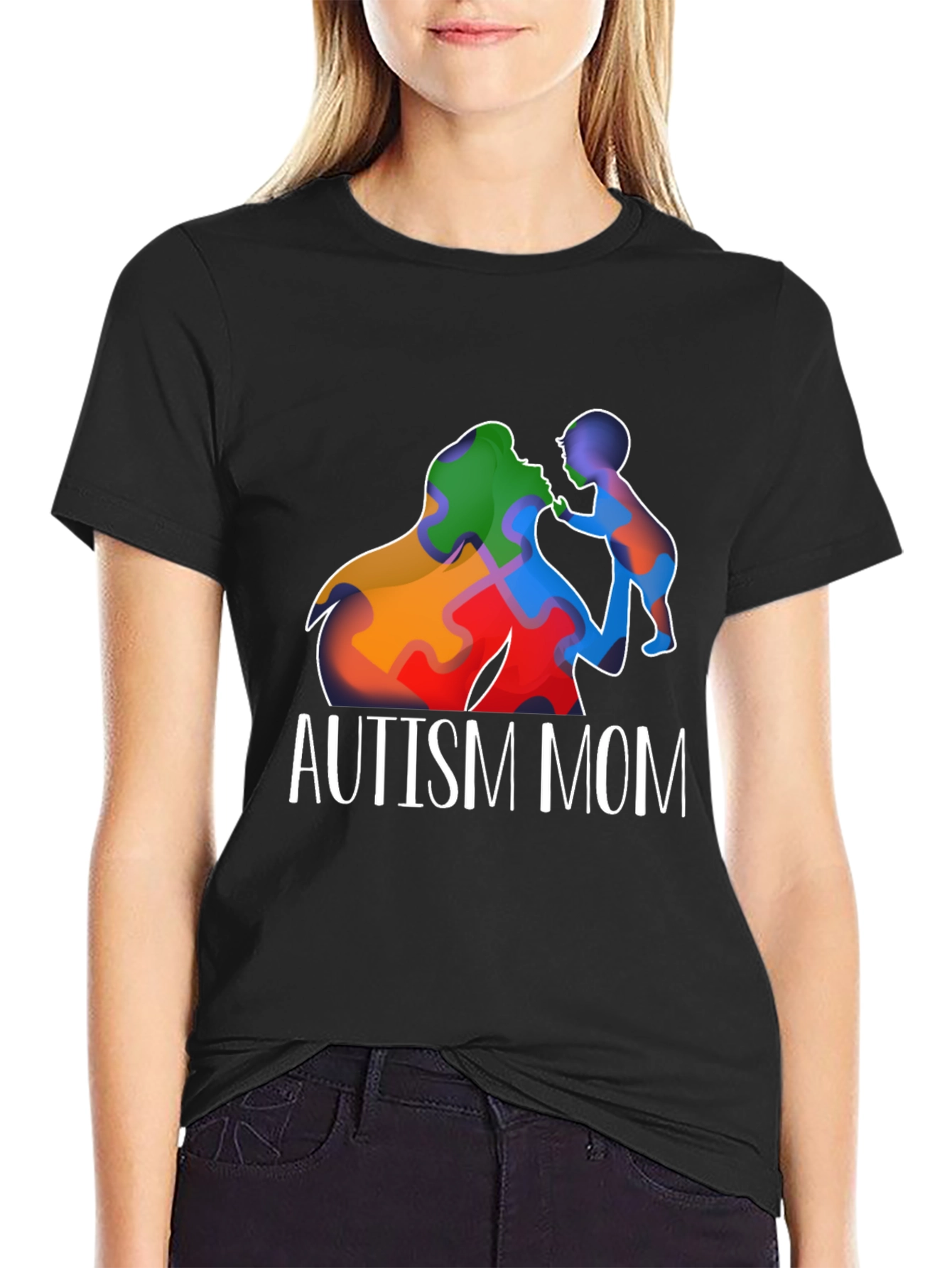 Autism Mom T-Shirt Puzzle Piece Love Support Awareness