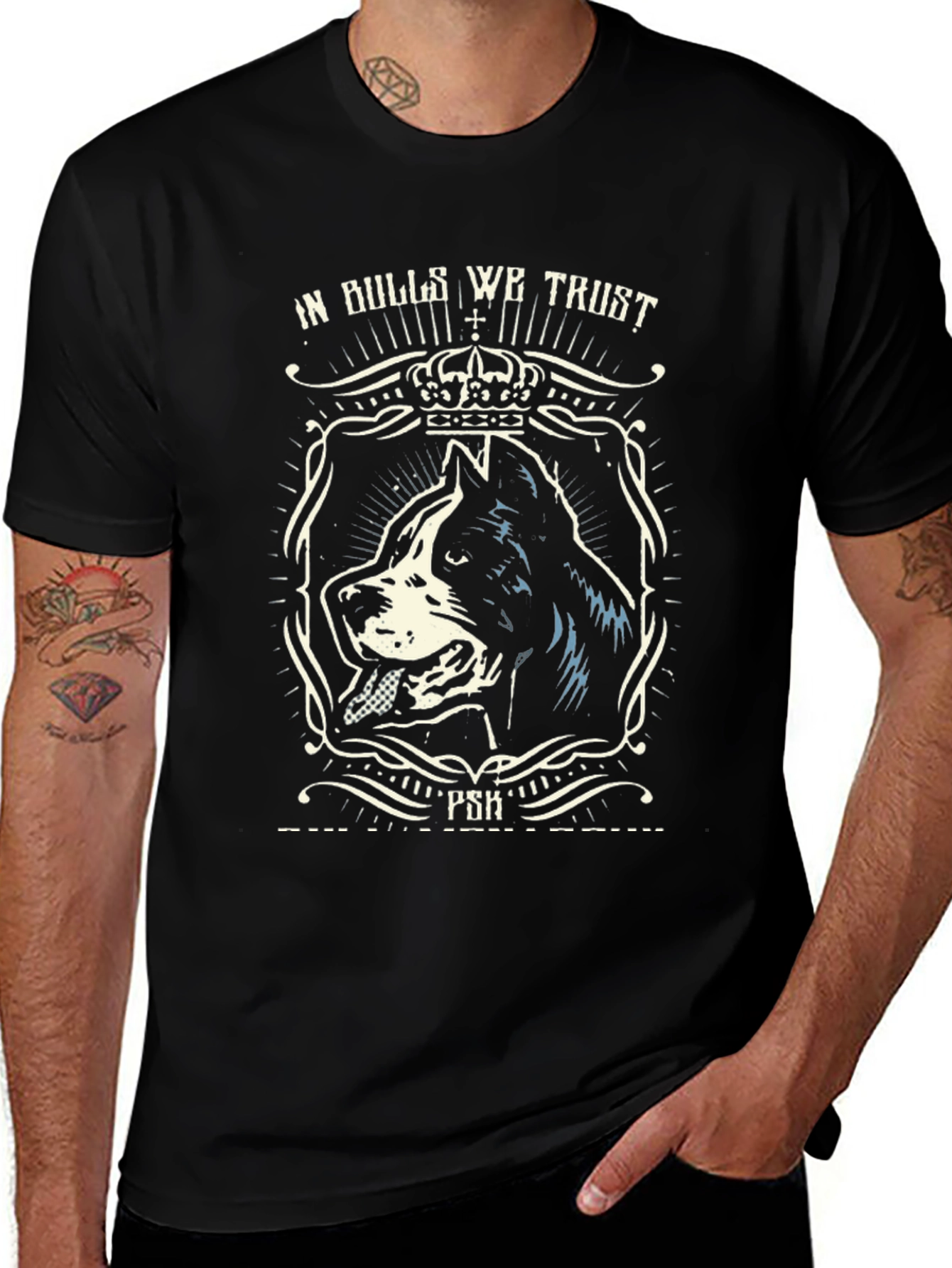 In Bulls We Trust Pitbull Graphic Tee - Black