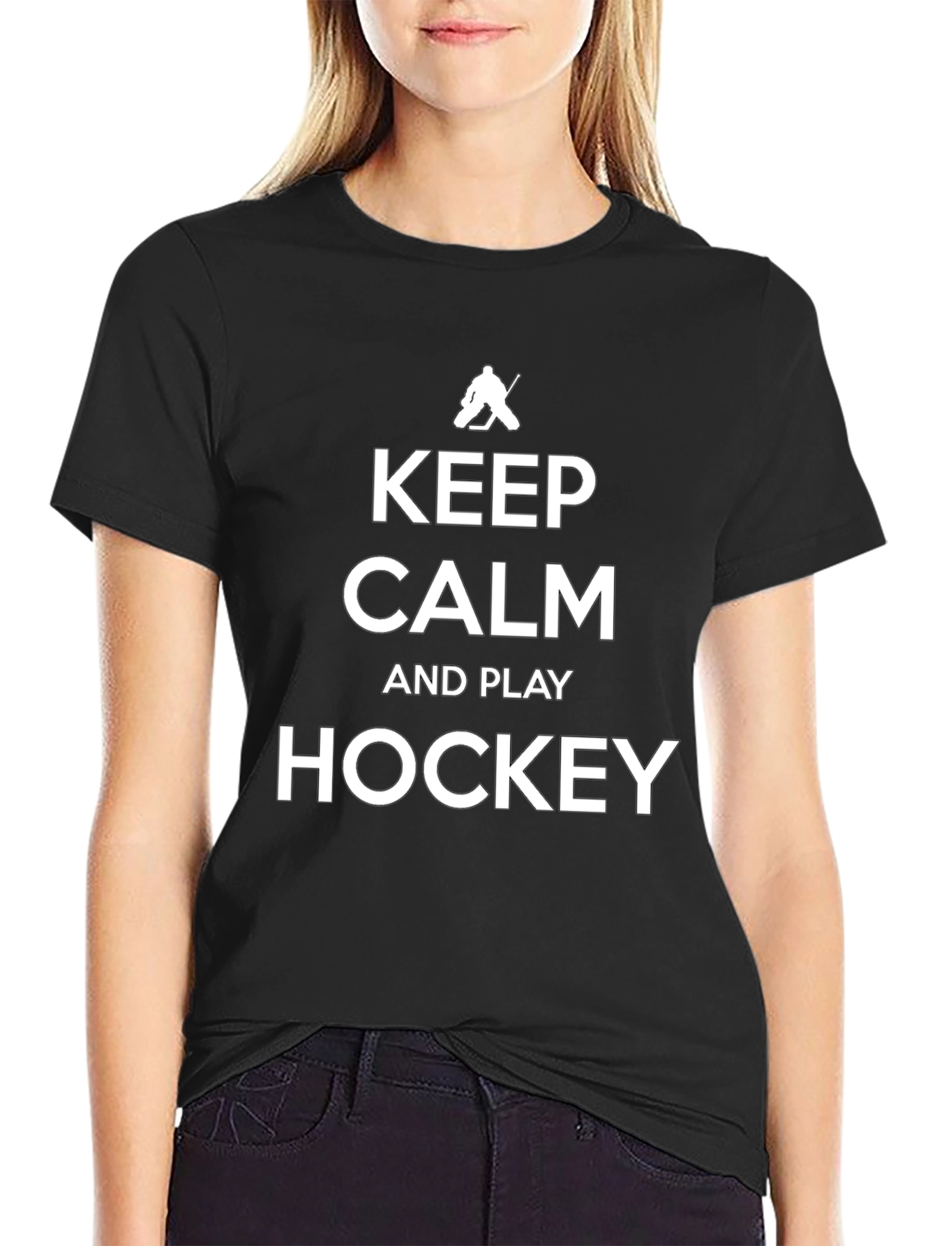 Keep Calm and Play Hockey Black T-Shirt