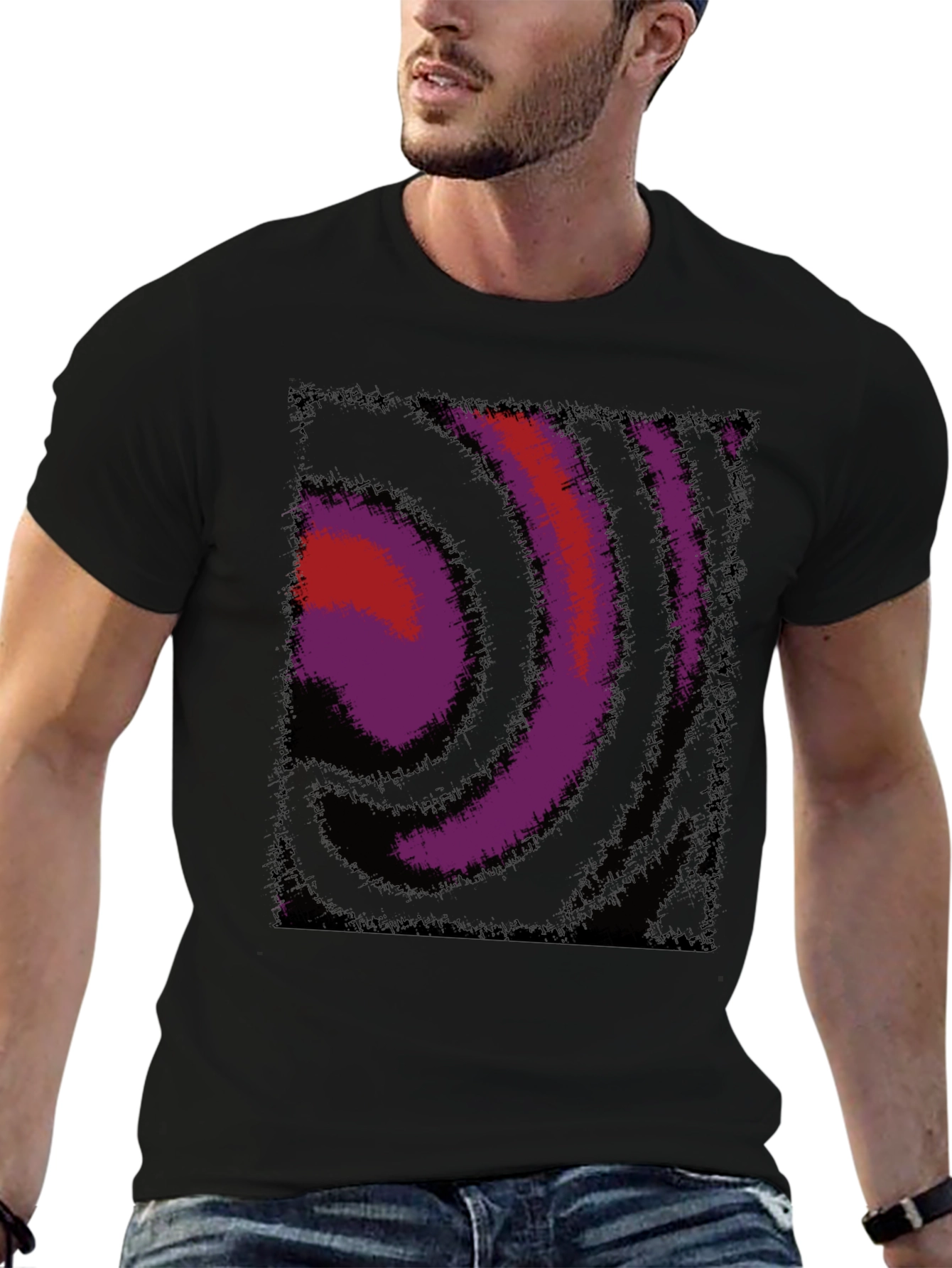 Abstract Swirl Graphic Black T-Shirt