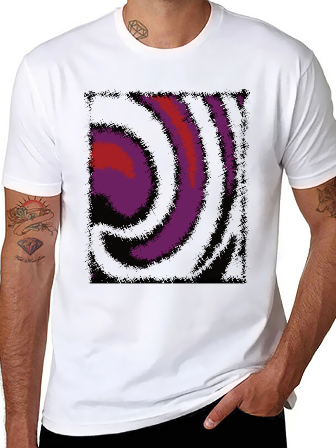 Abstract Swirl Graphic Black T-Shirt