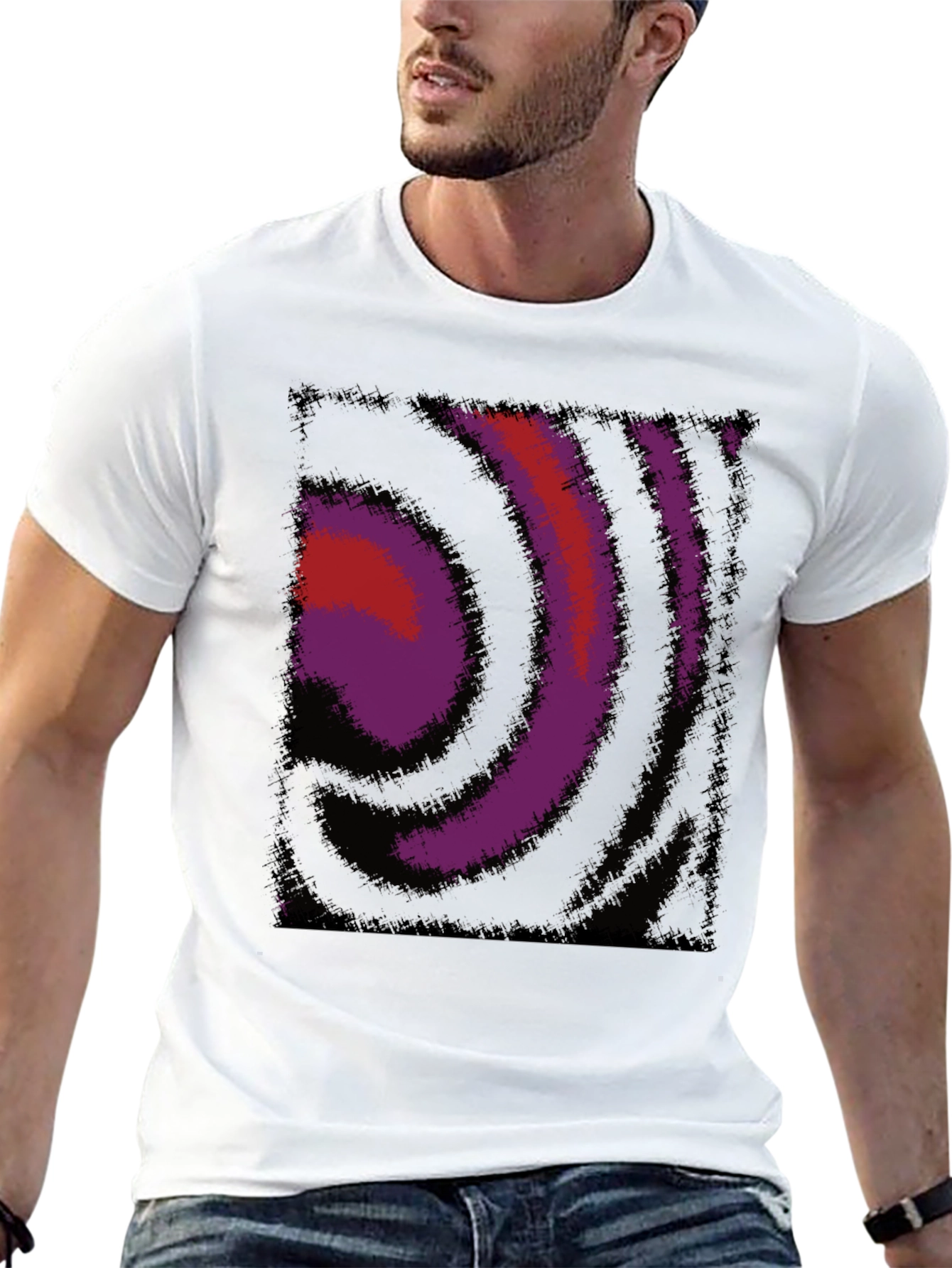 Abstract Swirl Graphic Black T-Shirt
