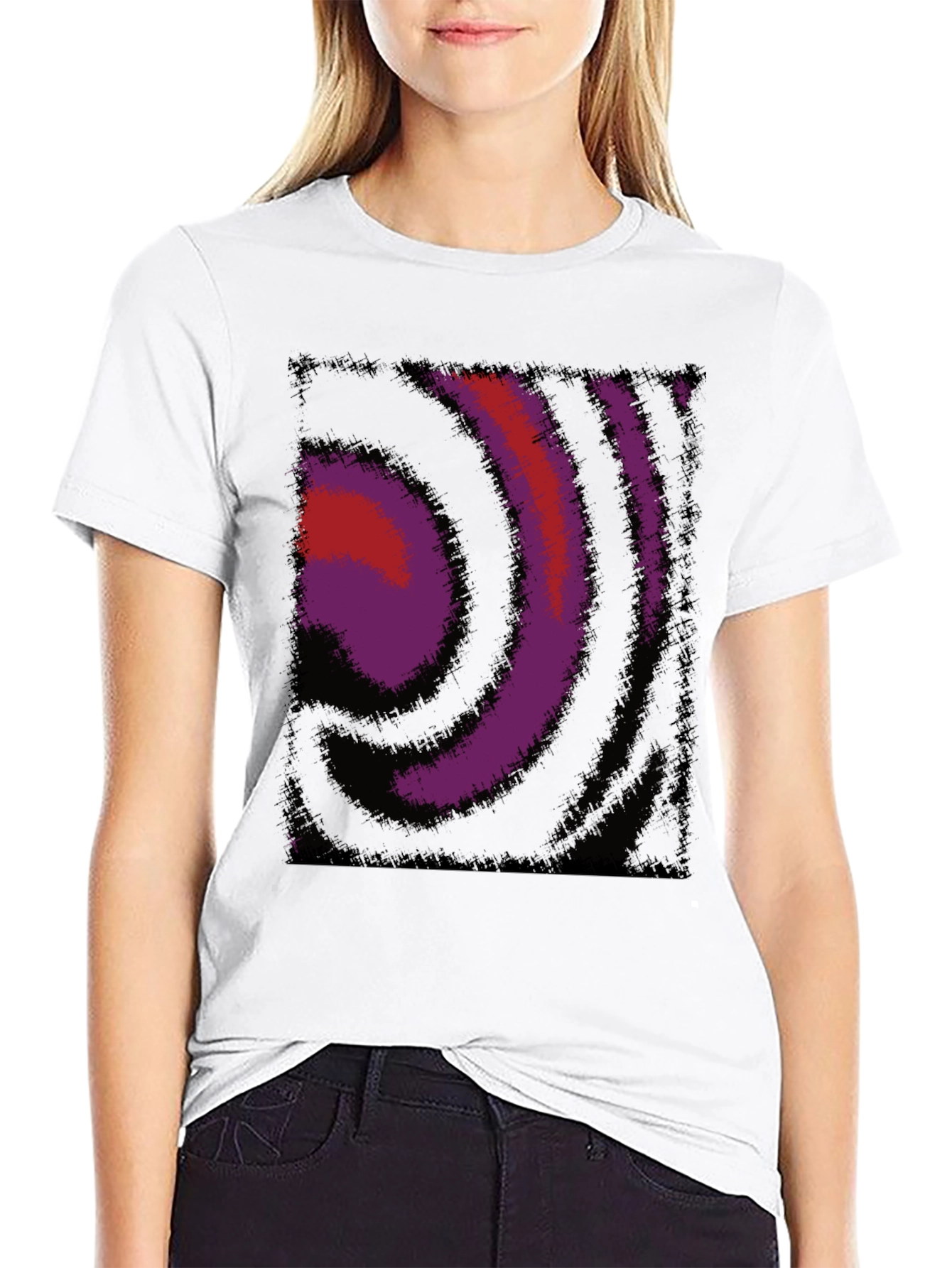 Abstract Swirl Graphic Black T-Shirt