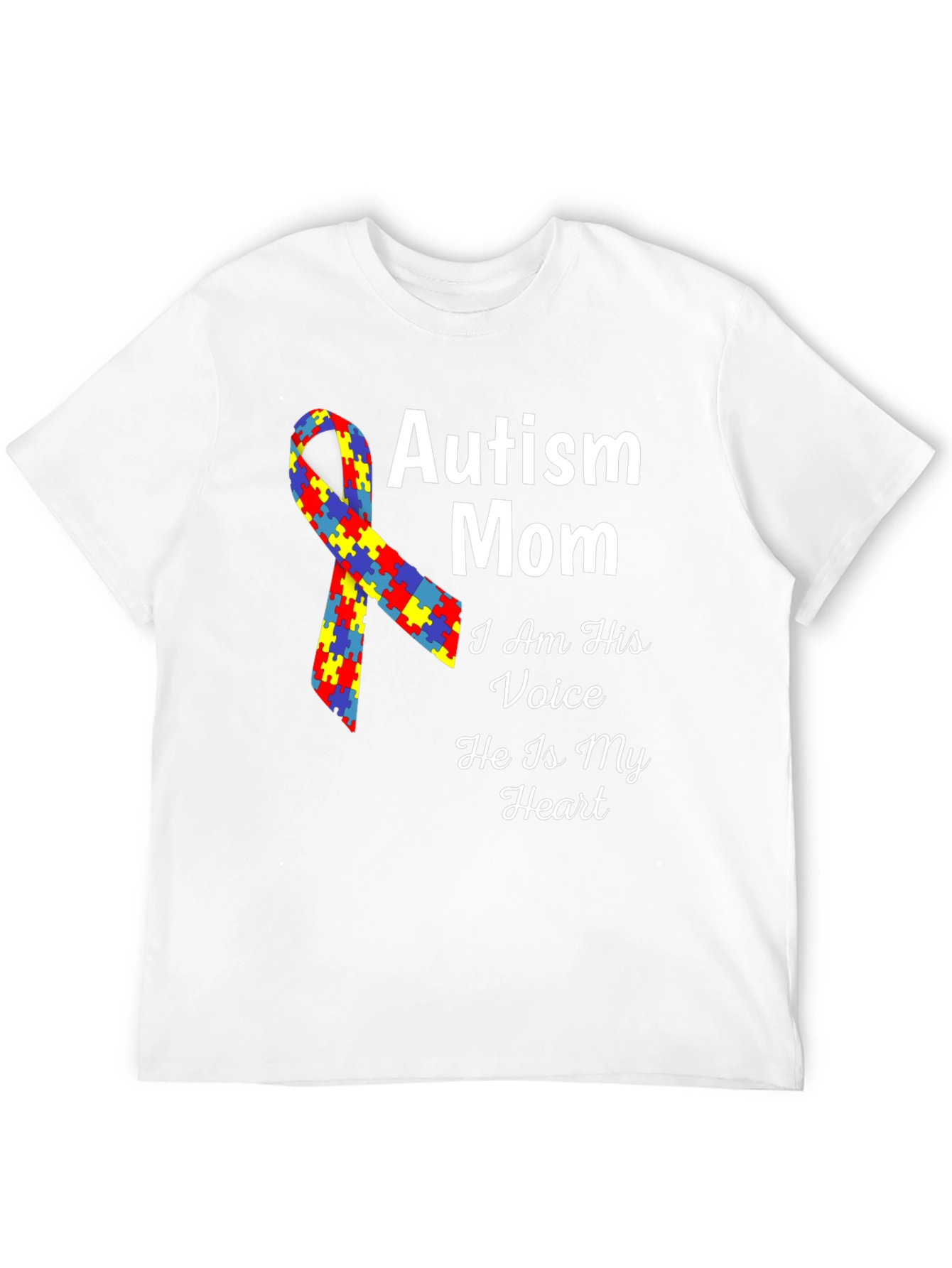 Autism Mom T-Shirt - Voice Heart Awareness Ribbon