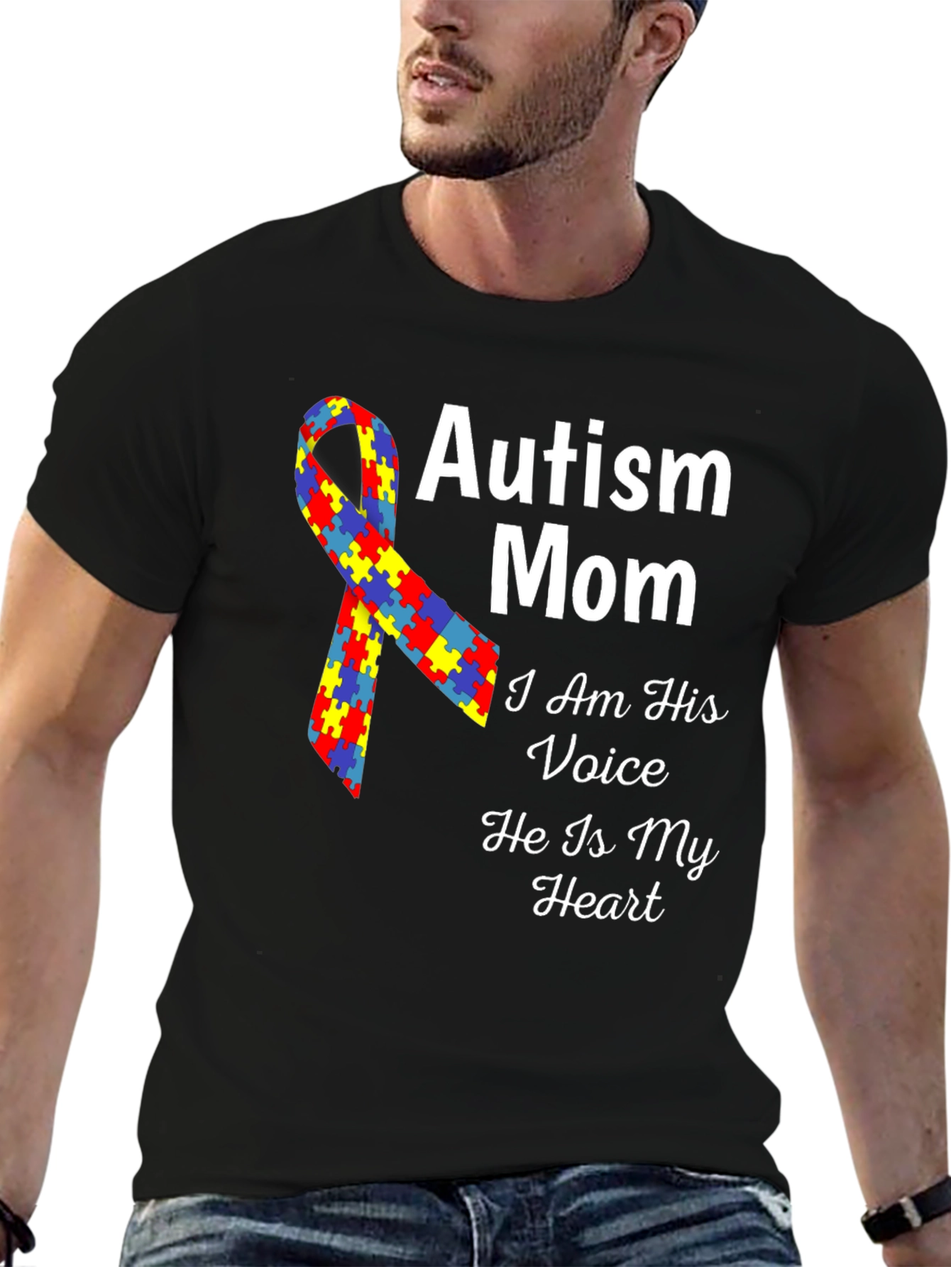 Autism Mom T-Shirt - Voice Heart Awareness Ribbon