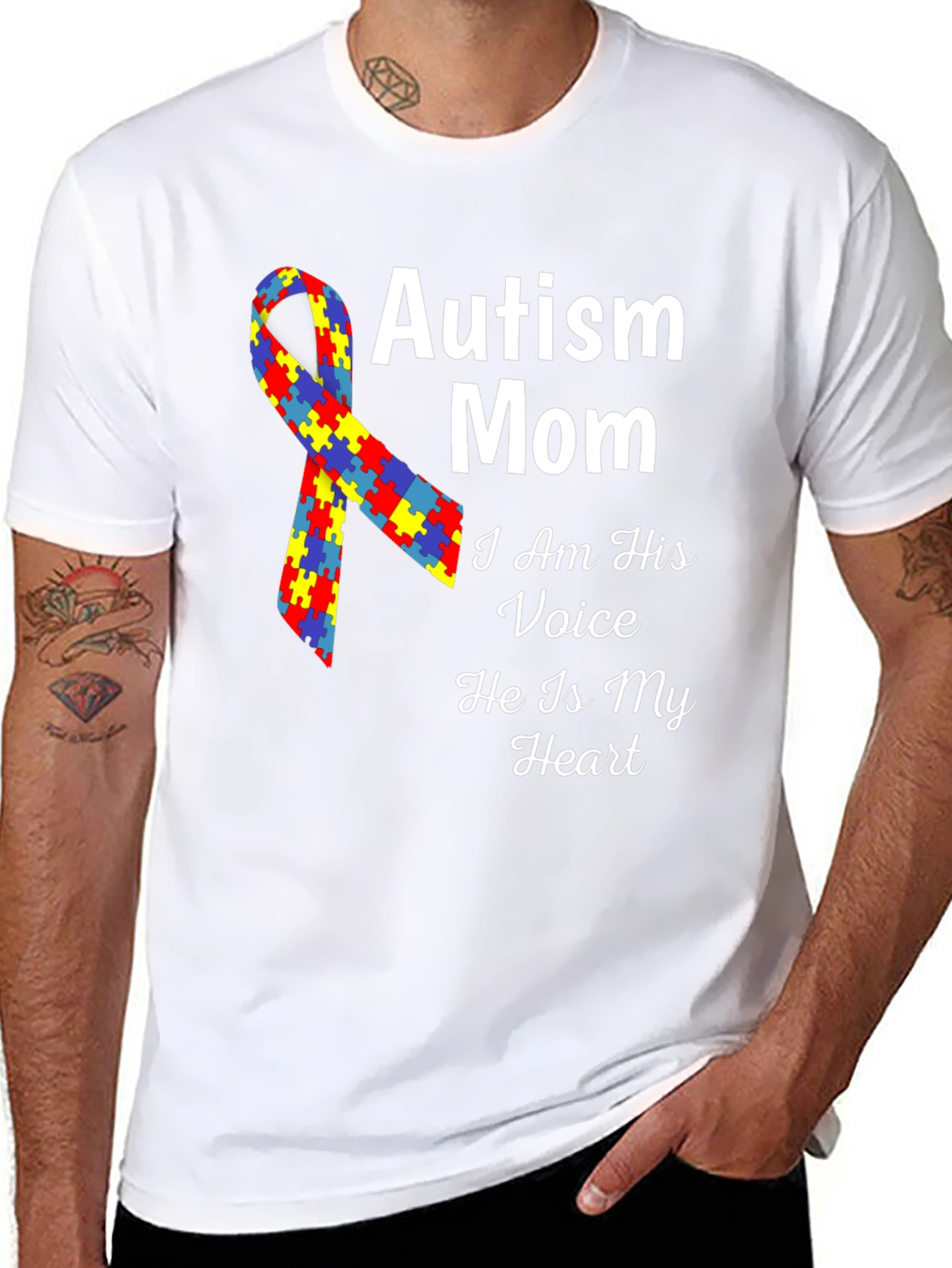 Autism Mom T-Shirt - Voice Heart Awareness Ribbon