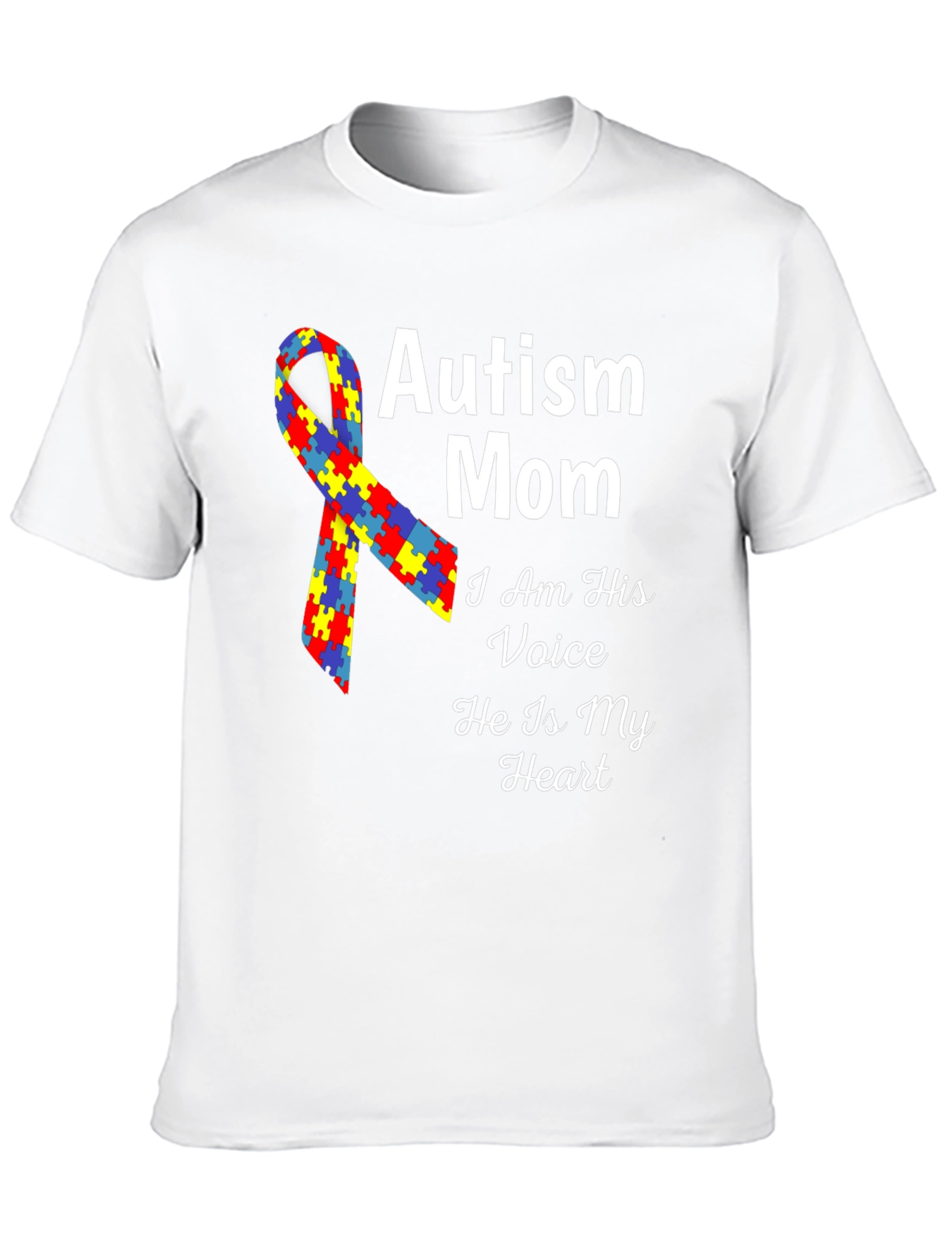 Autism Mom T-Shirt - Voice Heart Awareness Ribbon
