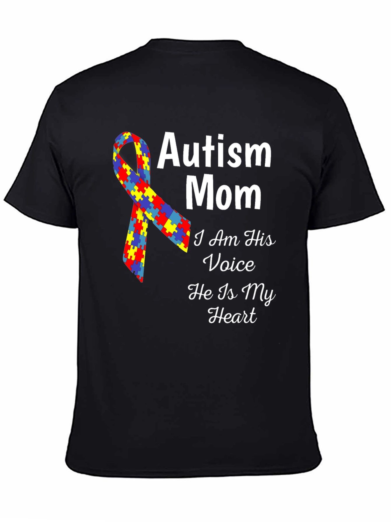 Autism Mom T-Shirt - Voice Heart Awareness Ribbon