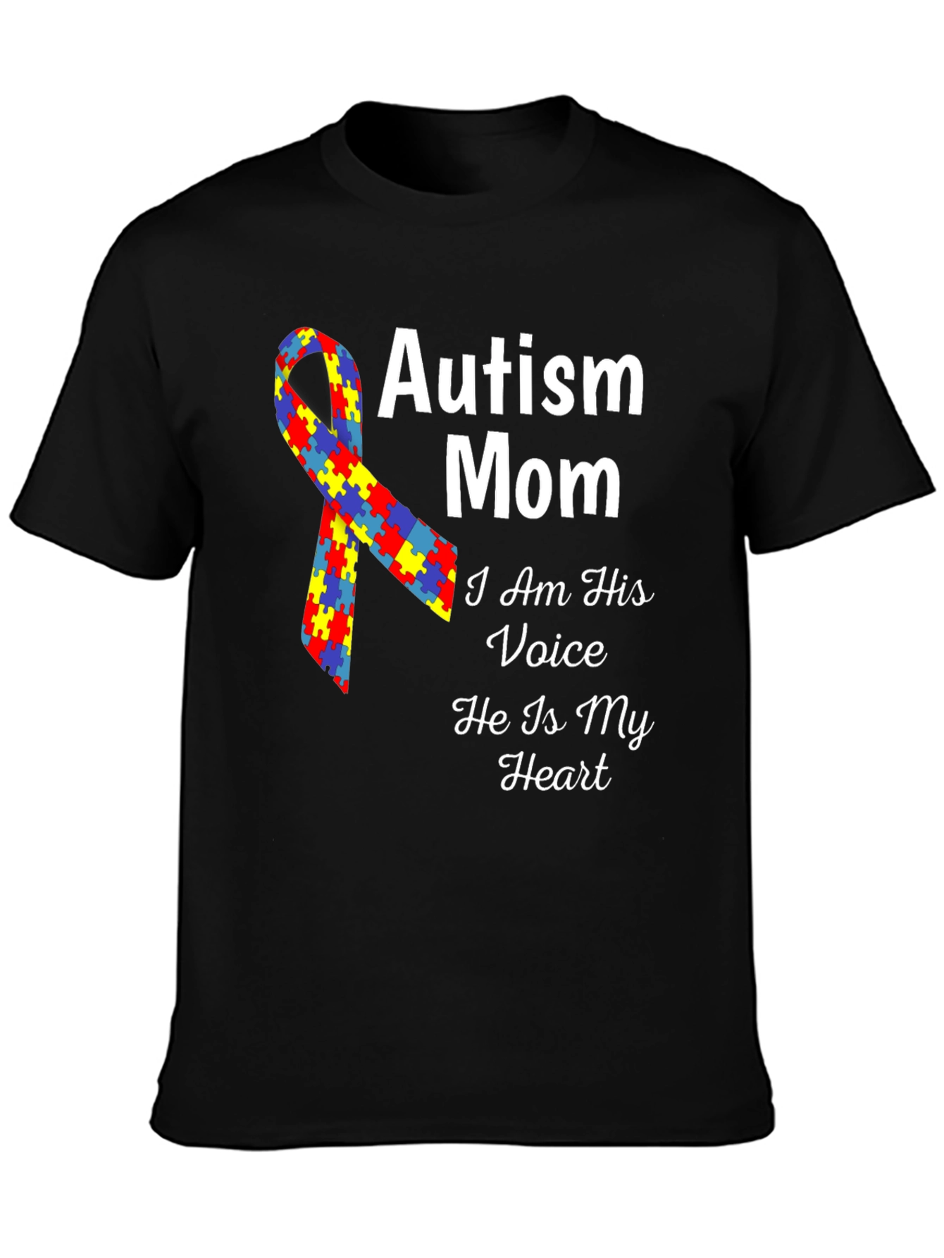 Autism Mom T-Shirt - Voice Heart Awareness Ribbon