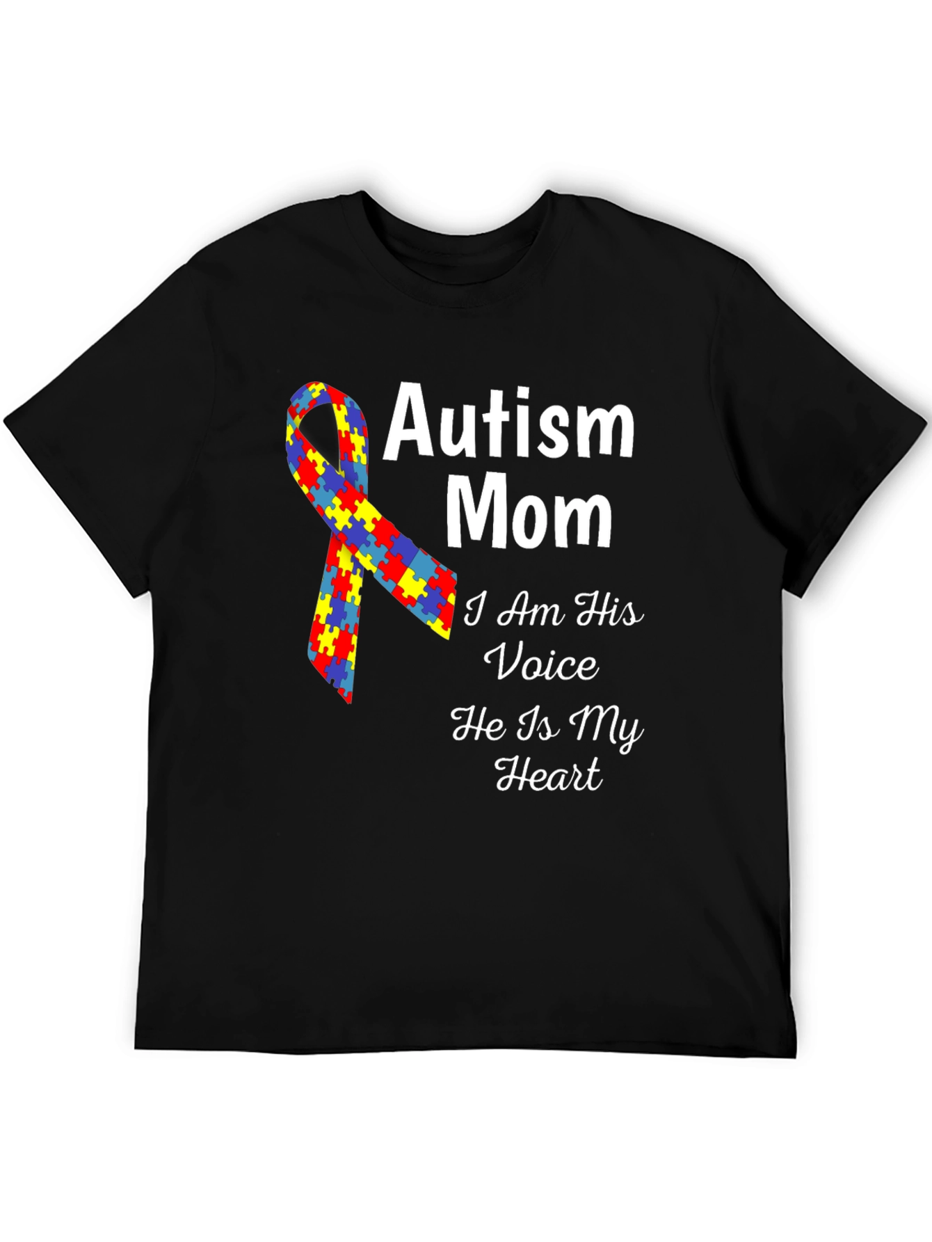 Autism Mom T-Shirt - Voice Heart Awareness Ribbon