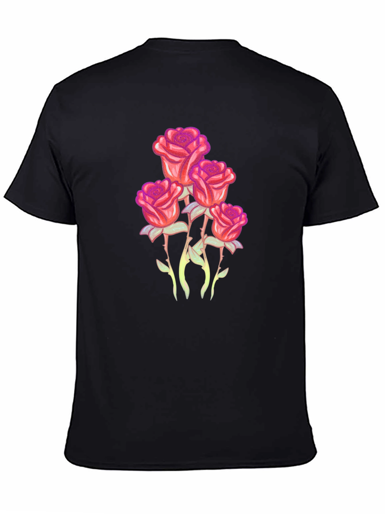 Roses Graphic T-Shirt - Black Casual Tee
