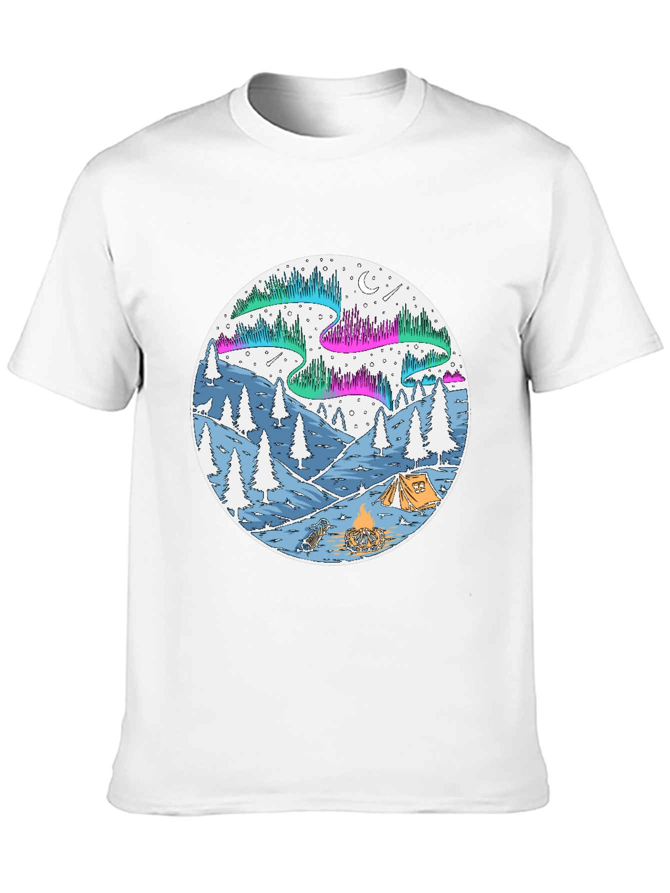 Aurora Camping Scene Graphic Tee