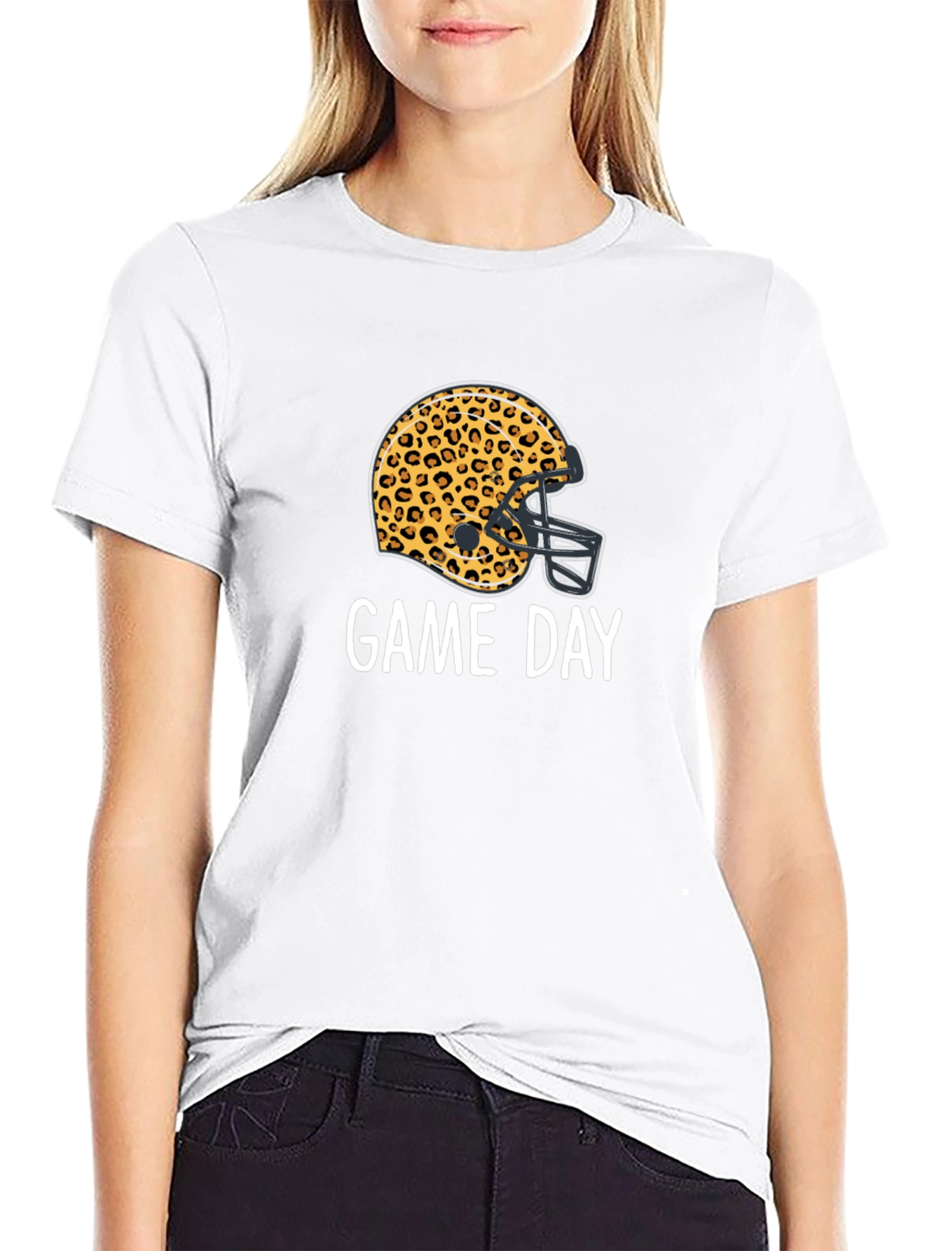 Game Day Leopard Football Helmet T-Shirt