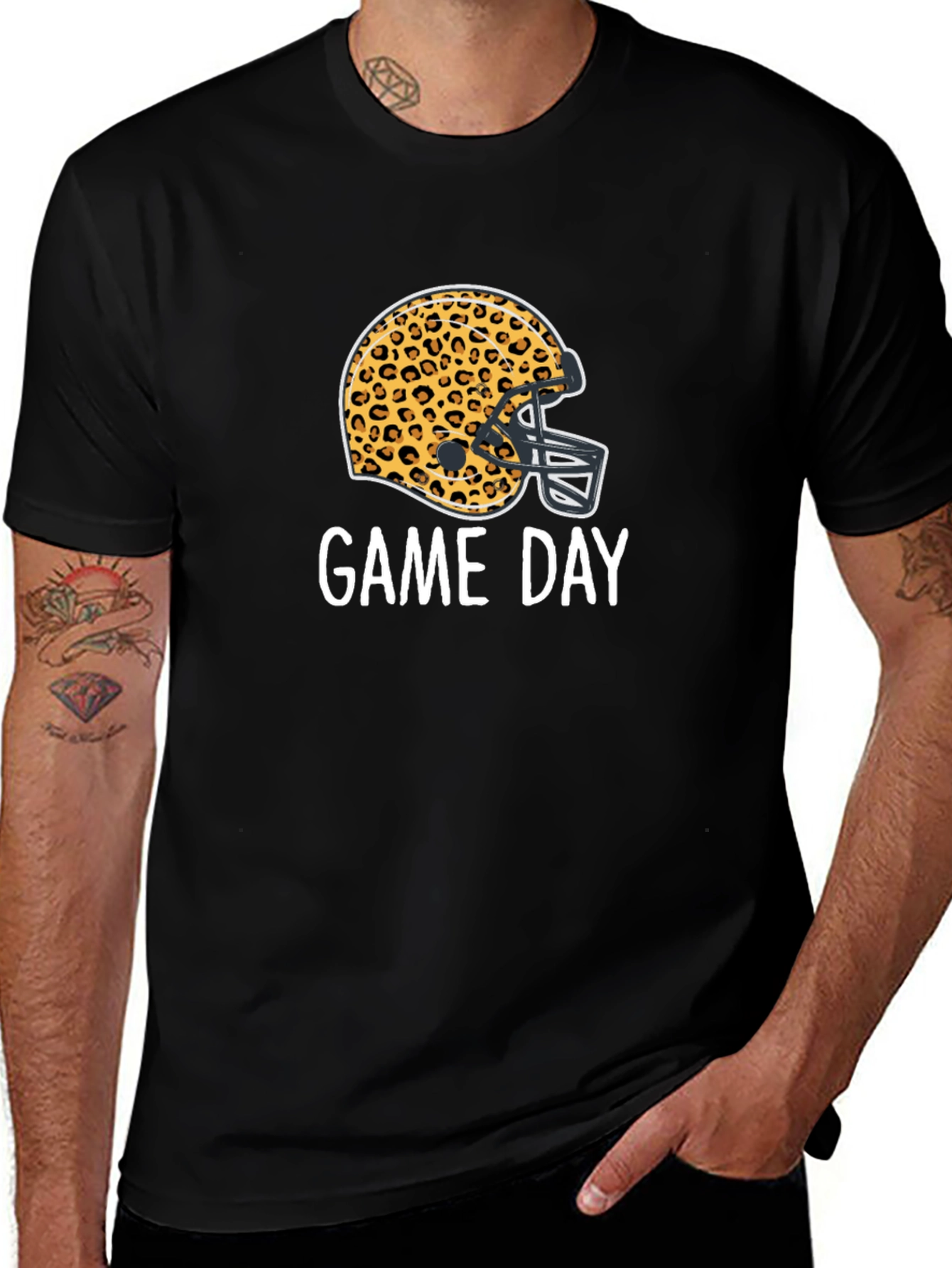Game Day Leopard Football Helmet T-Shirt