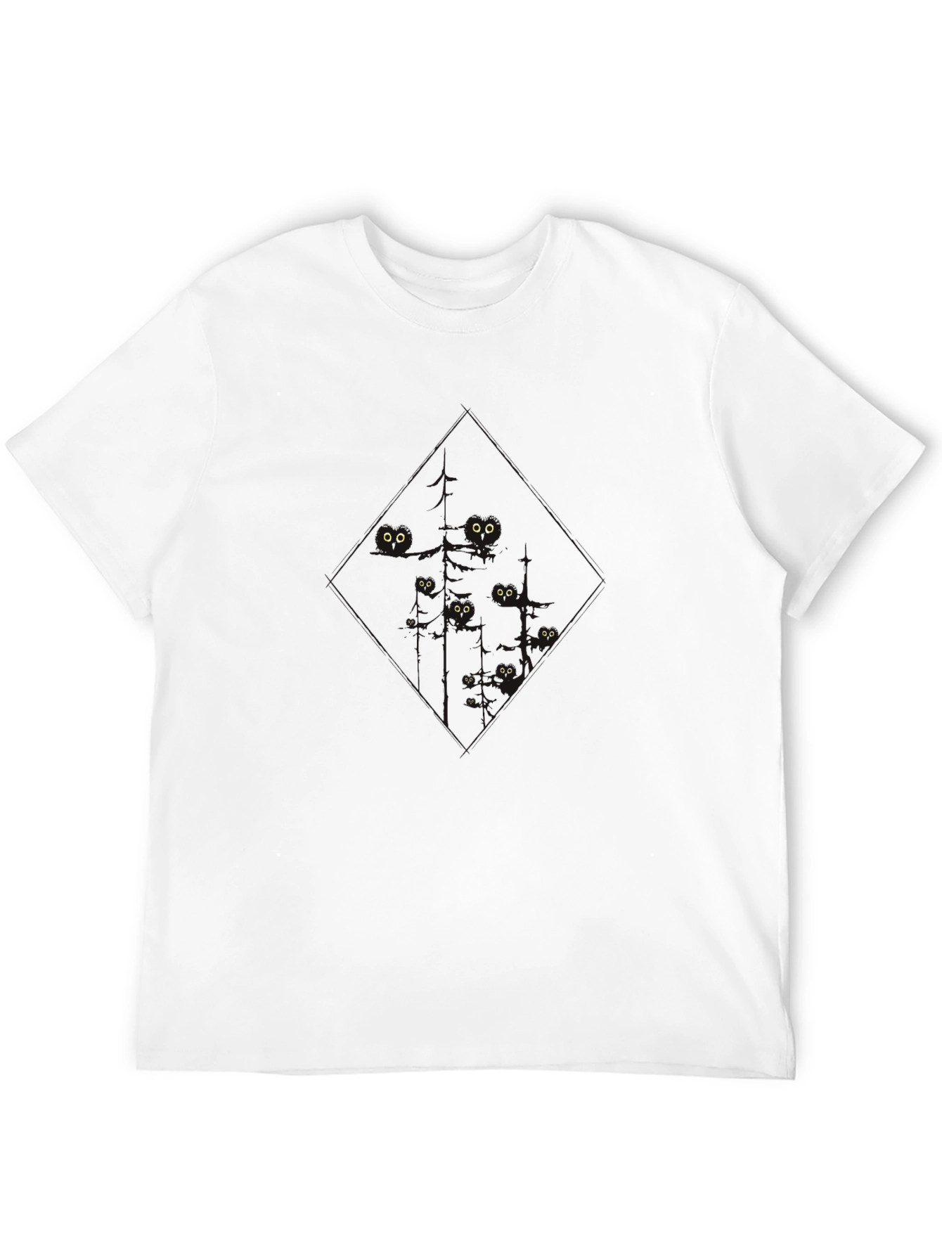 Mens Black T-Shirt with Eyes in the Dark Design