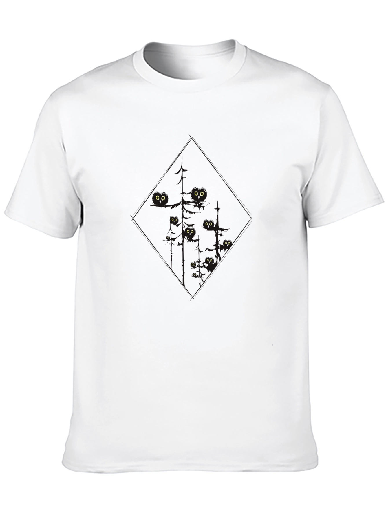 Mens Black T-Shirt with Eyes in the Dark Design